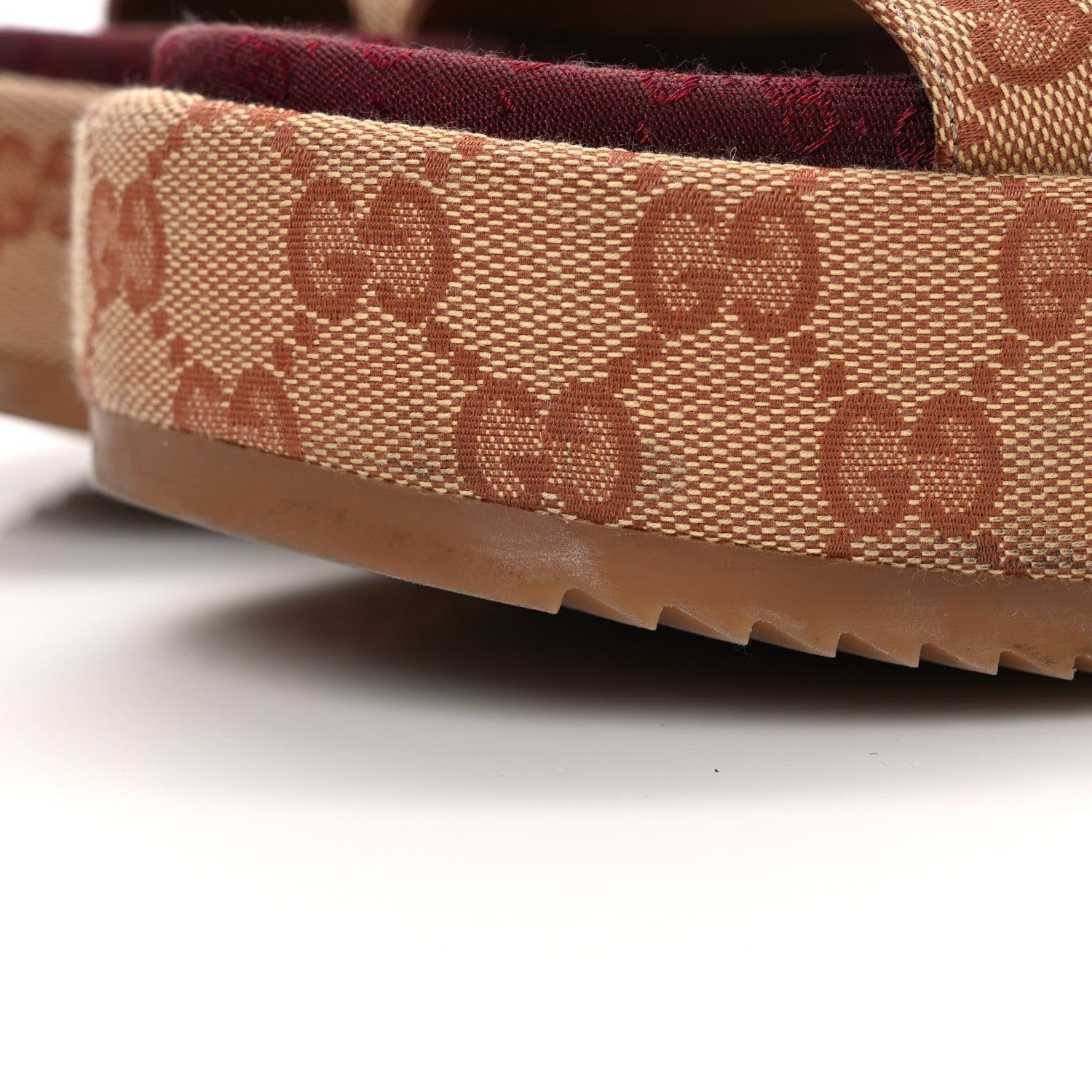 Canvas GG Monogram Angelina Platform Slide Sandals 36 Beige Ruggine
