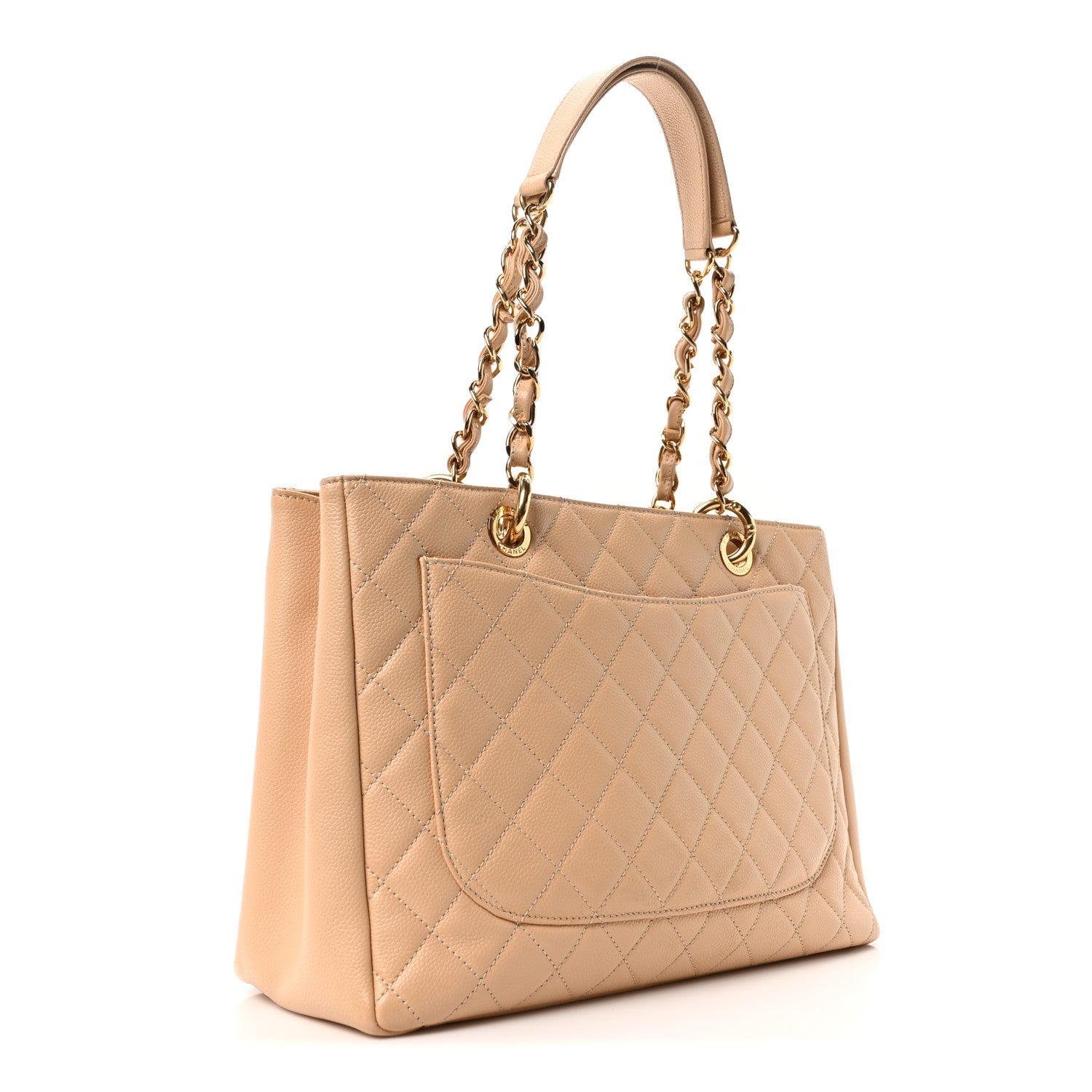 Caviar Quilted Grand Shopping Tote GST Beige