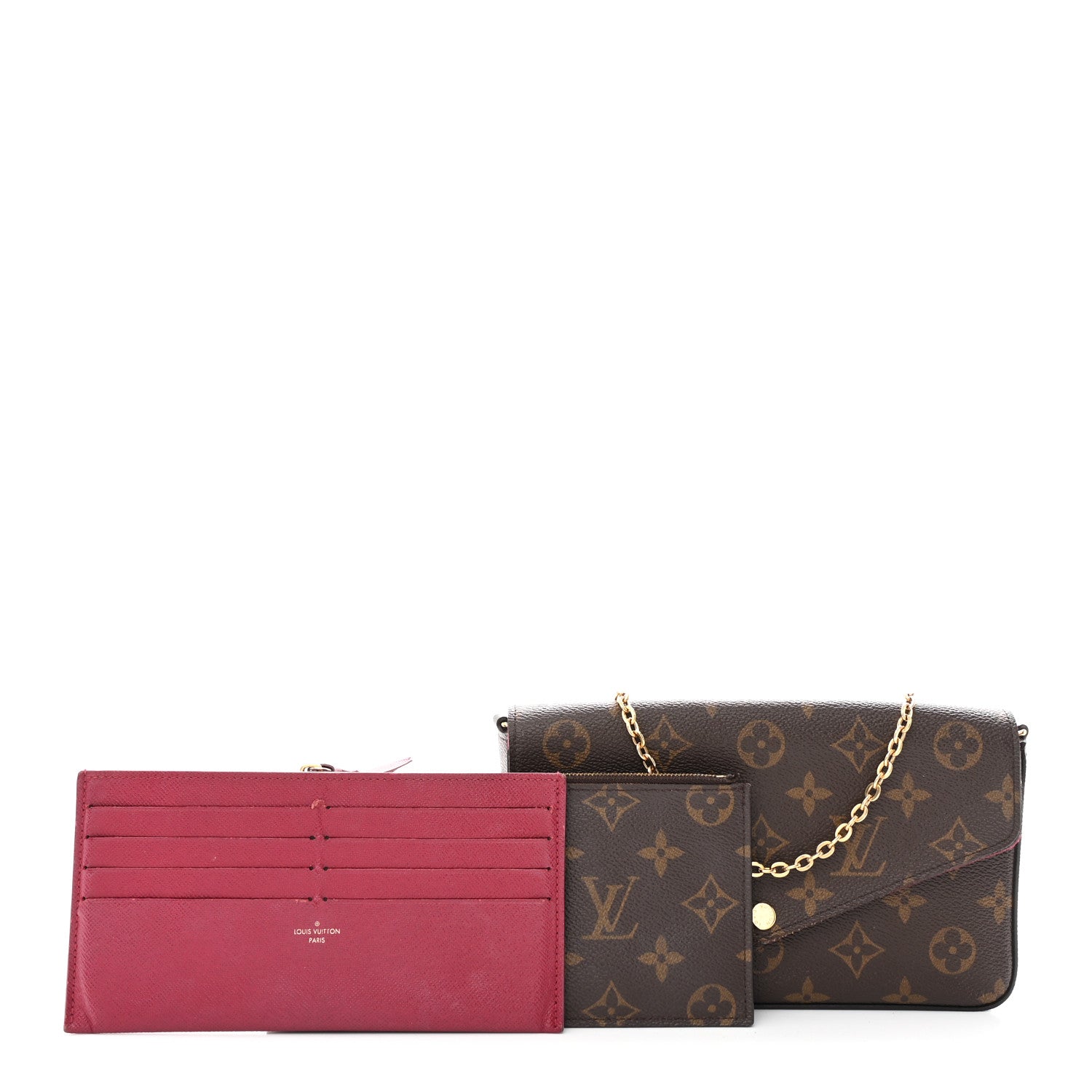 Monogram Pochette Felicie Chain Wallet Fuchsia