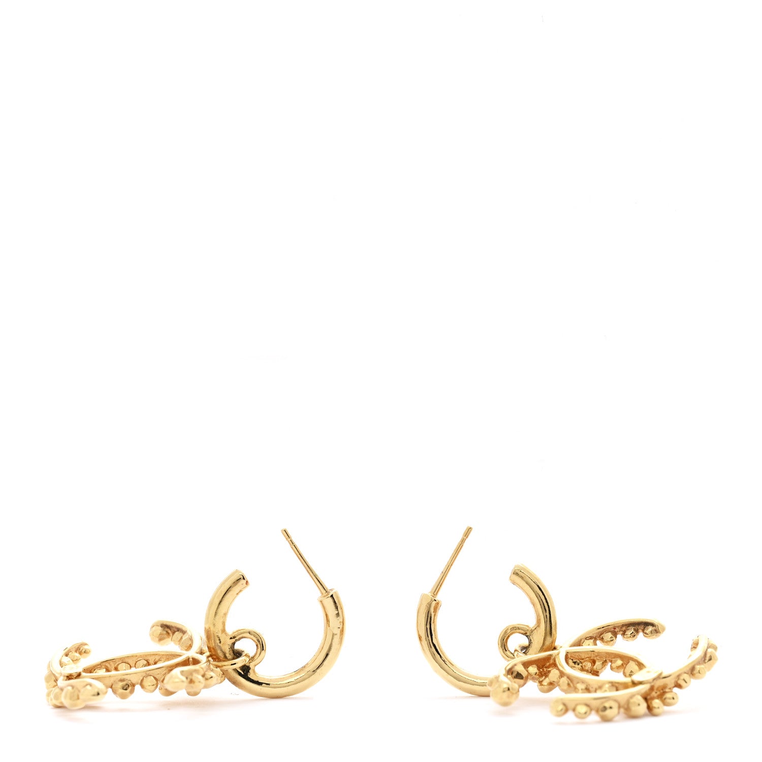 Metal Bead Crystal CC Drop Earrings Gold