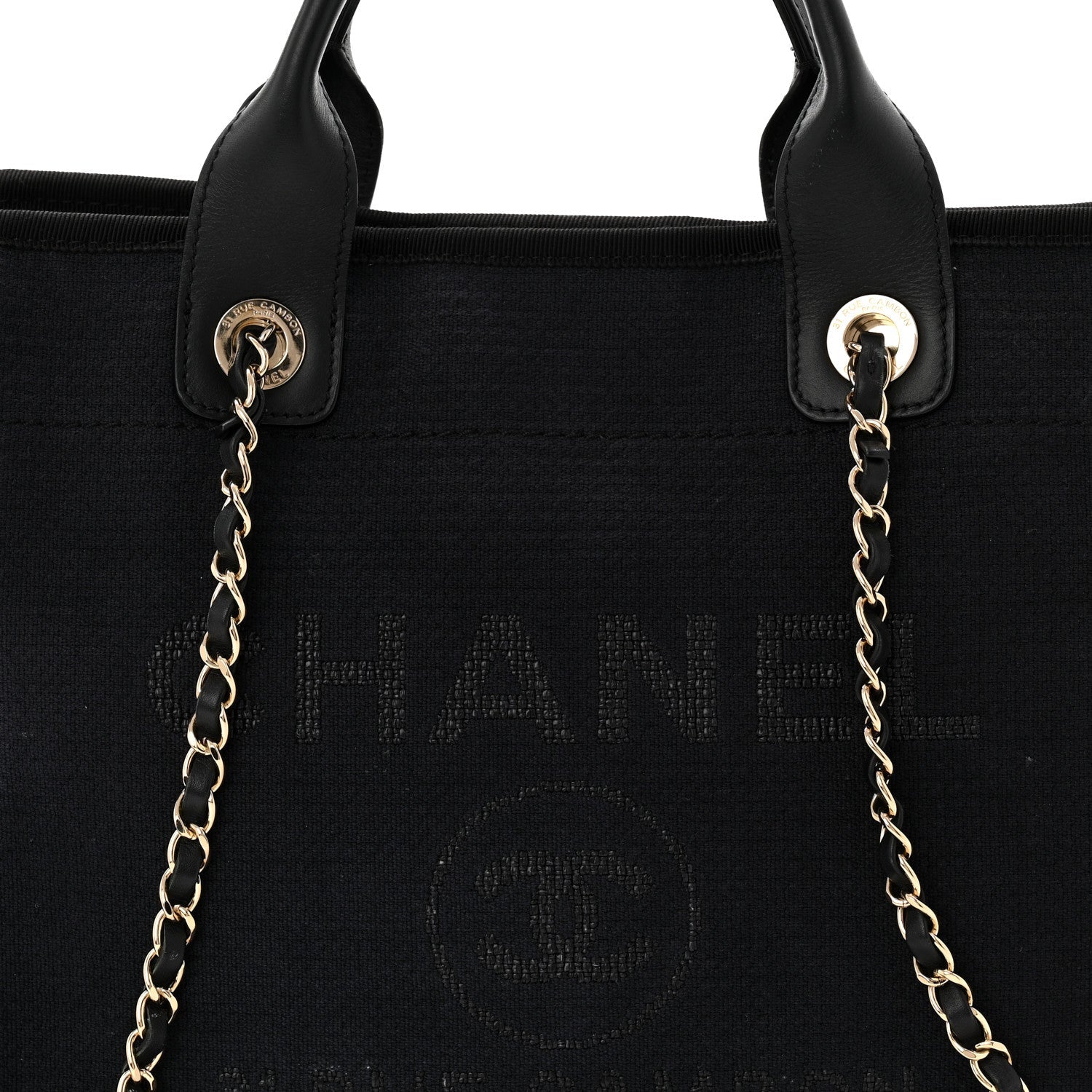 Mixed Fibers Calfskin Medium Deauville Tote Navy Blue