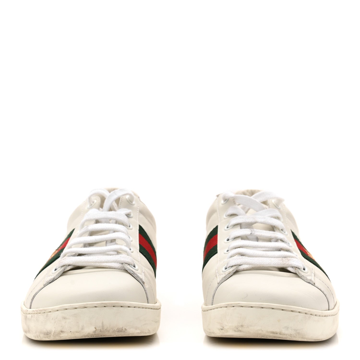 Calfskin Ayers Bee Embroidered Womens Ace Sneakers 39.5 White Green