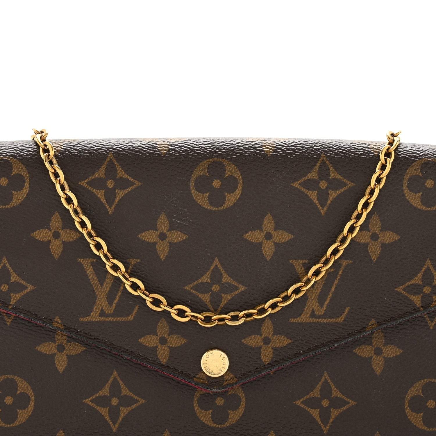 Monogram Pochette Felicie Chain Wallet Fuchsia
