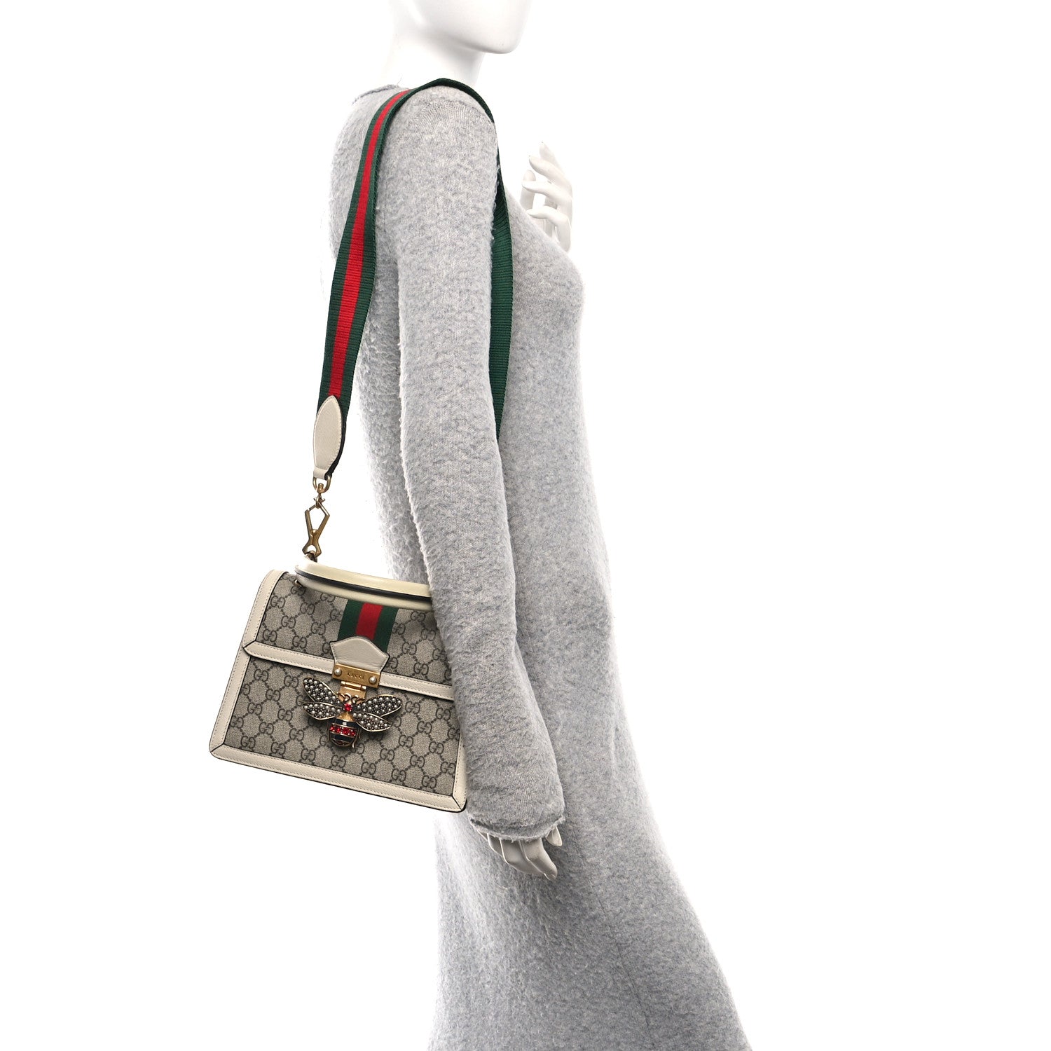 GG Supreme Monogram Small Queen Margaret Top Handle Bag White