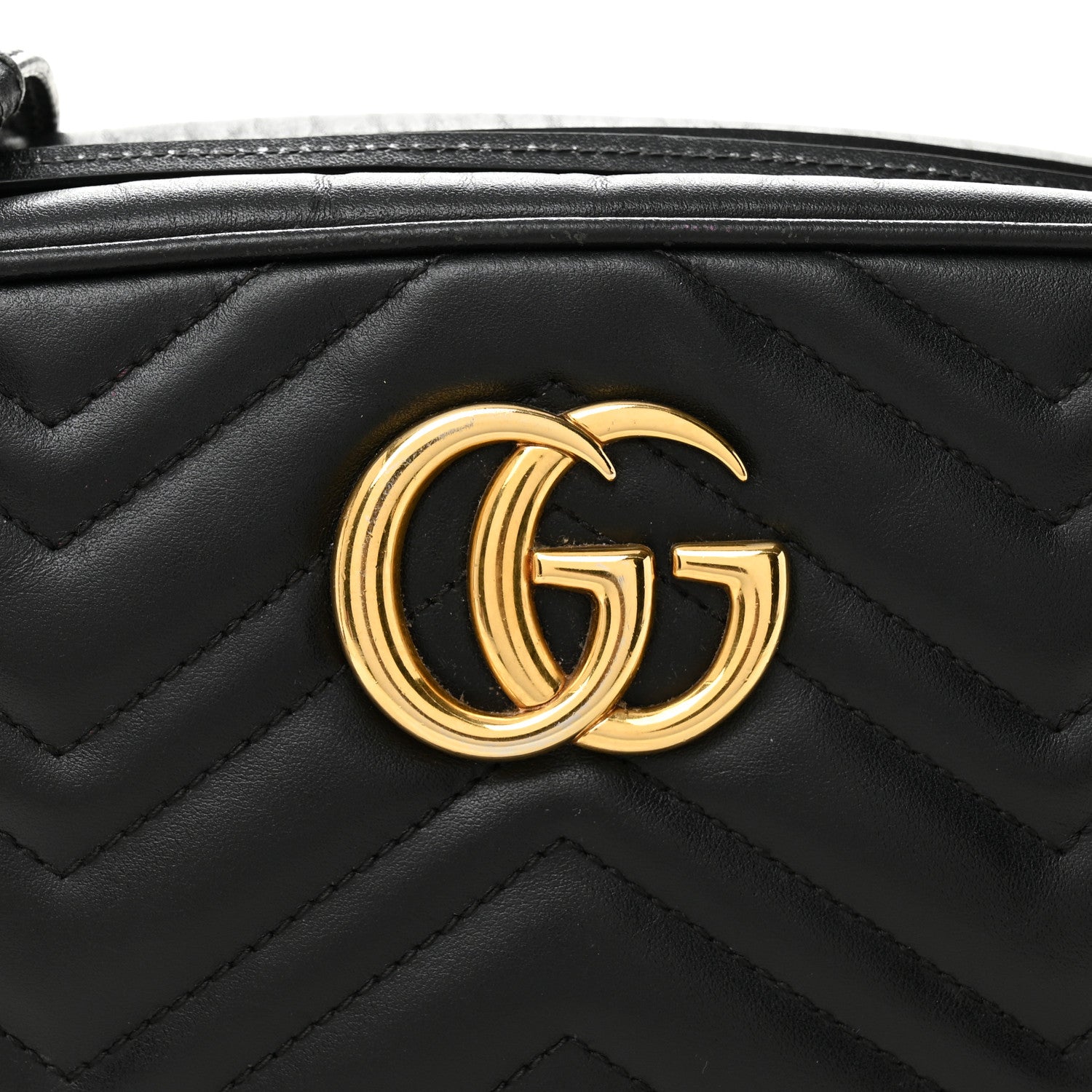 Calfskin Matelasse Small GG Marmont Chain Shoulder Bag Black