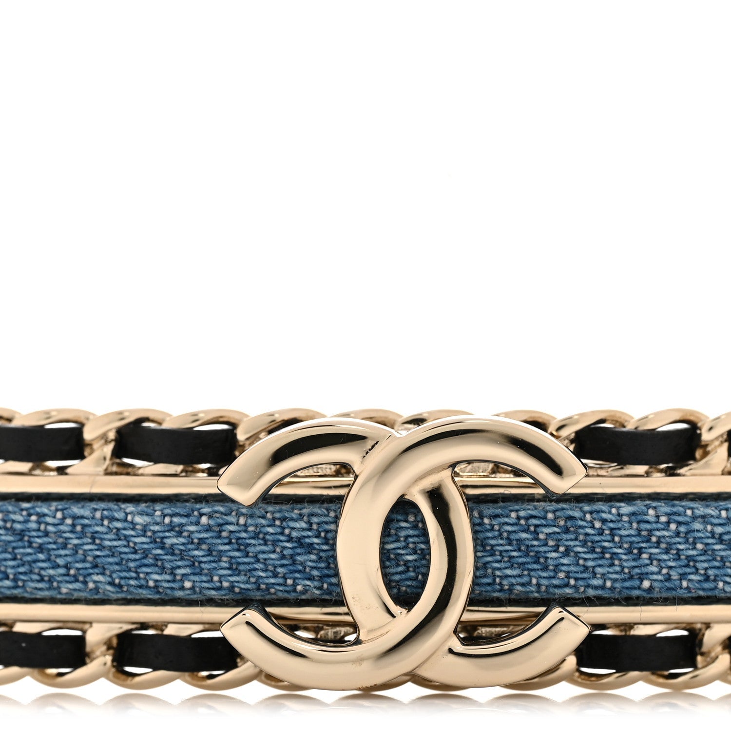 Metal Denim CC Hair Clip Barrette Blue Gold