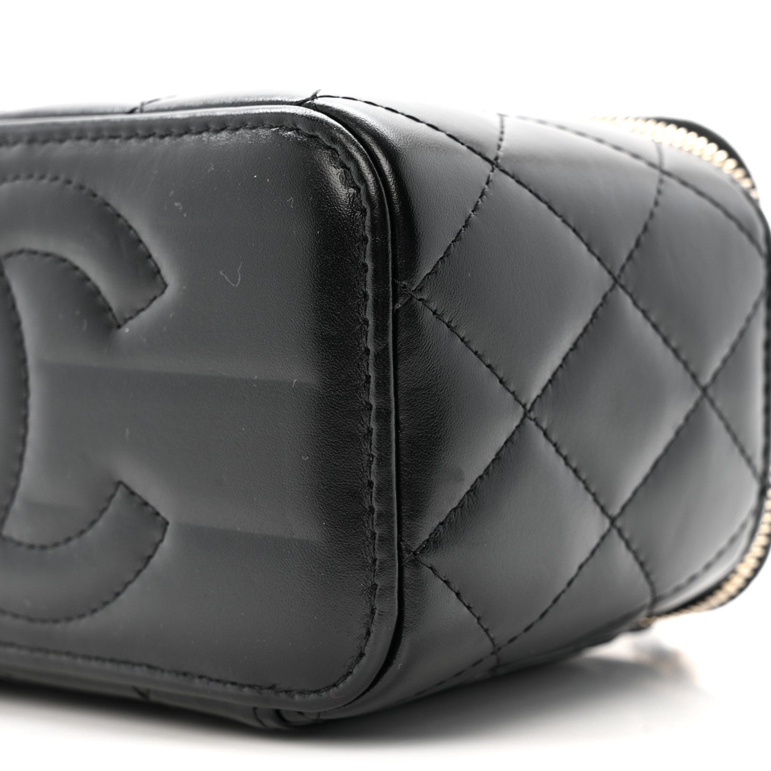 Calfskin Quilted Perfect Fit Vanity Case With Chain Black