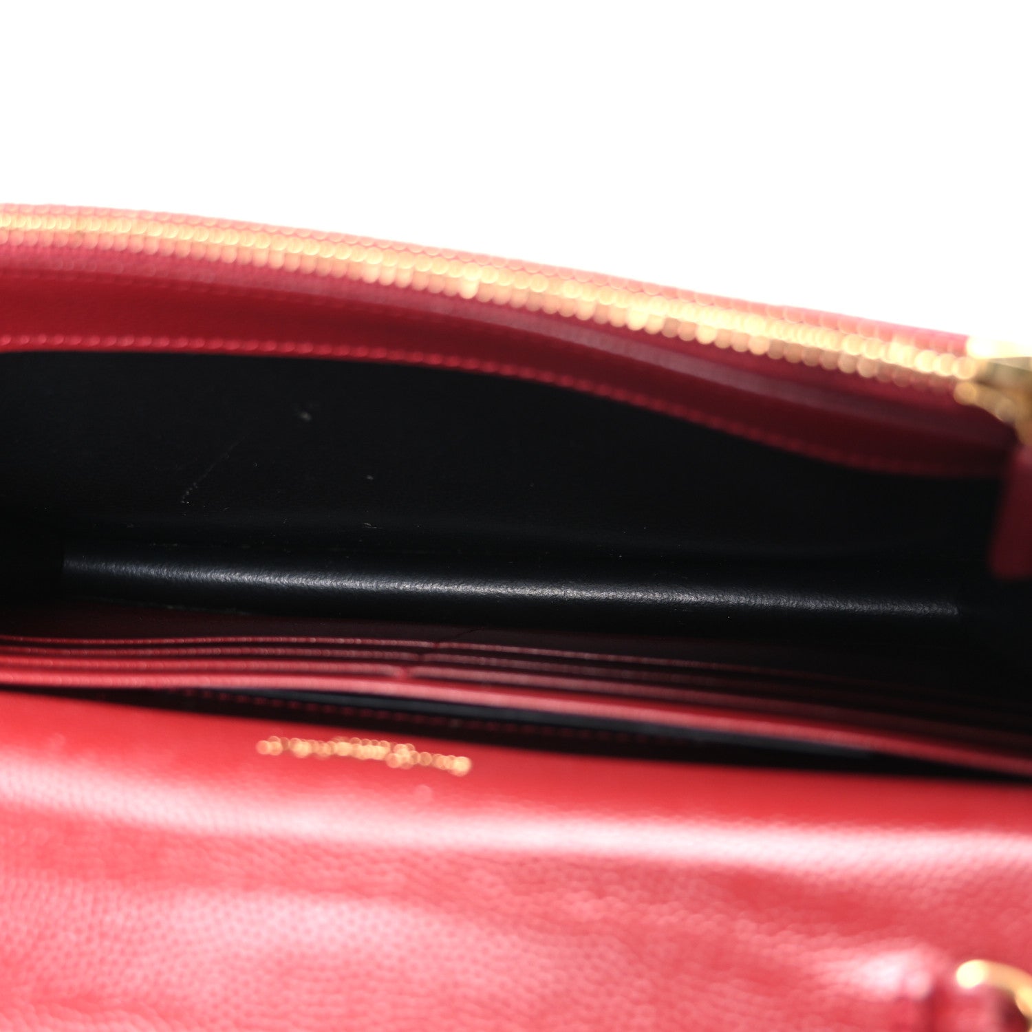 Grain De Poudre Matelasse Chevron Monogram Envelope Chain Wallet New Red