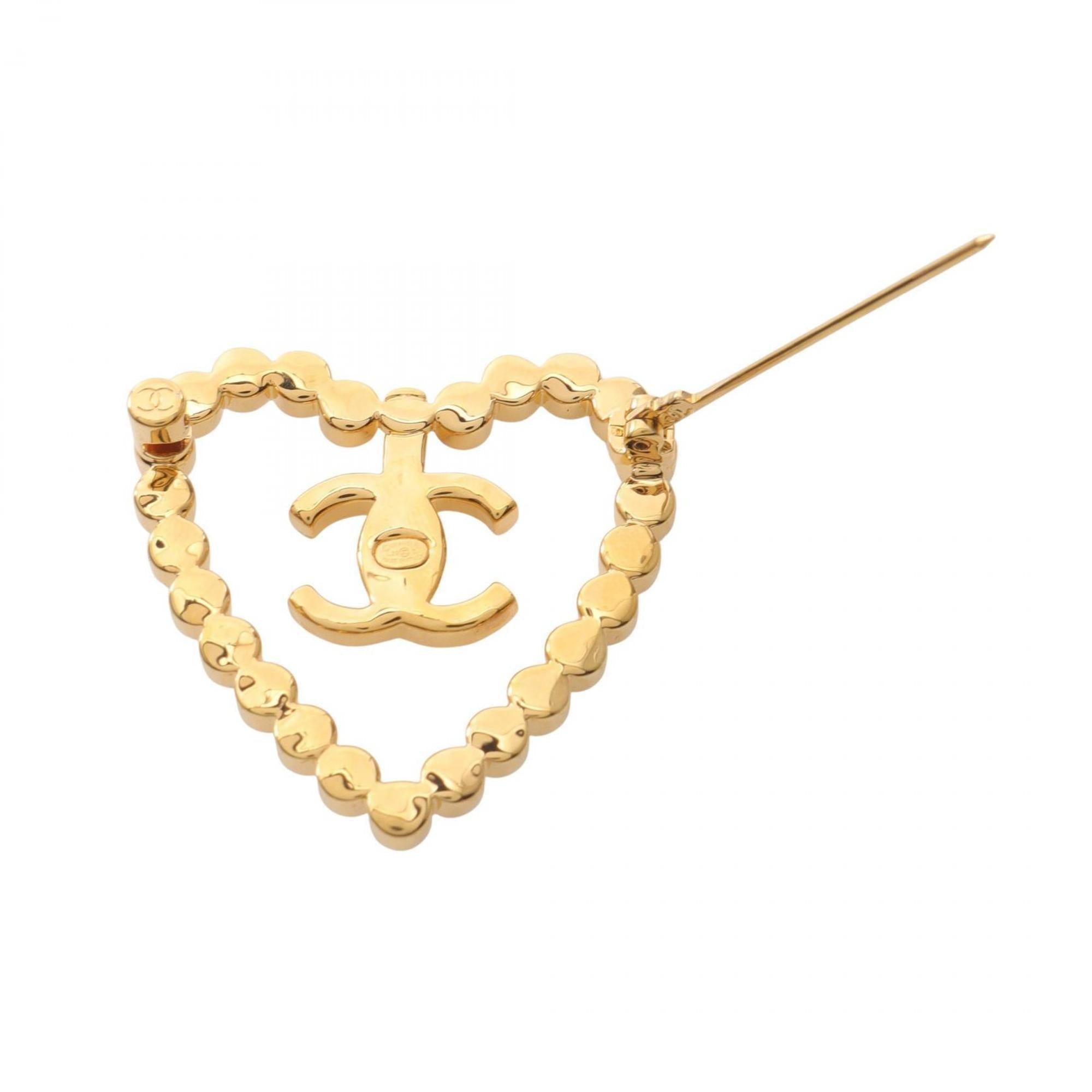 CC Logo Heart Brooch Metal