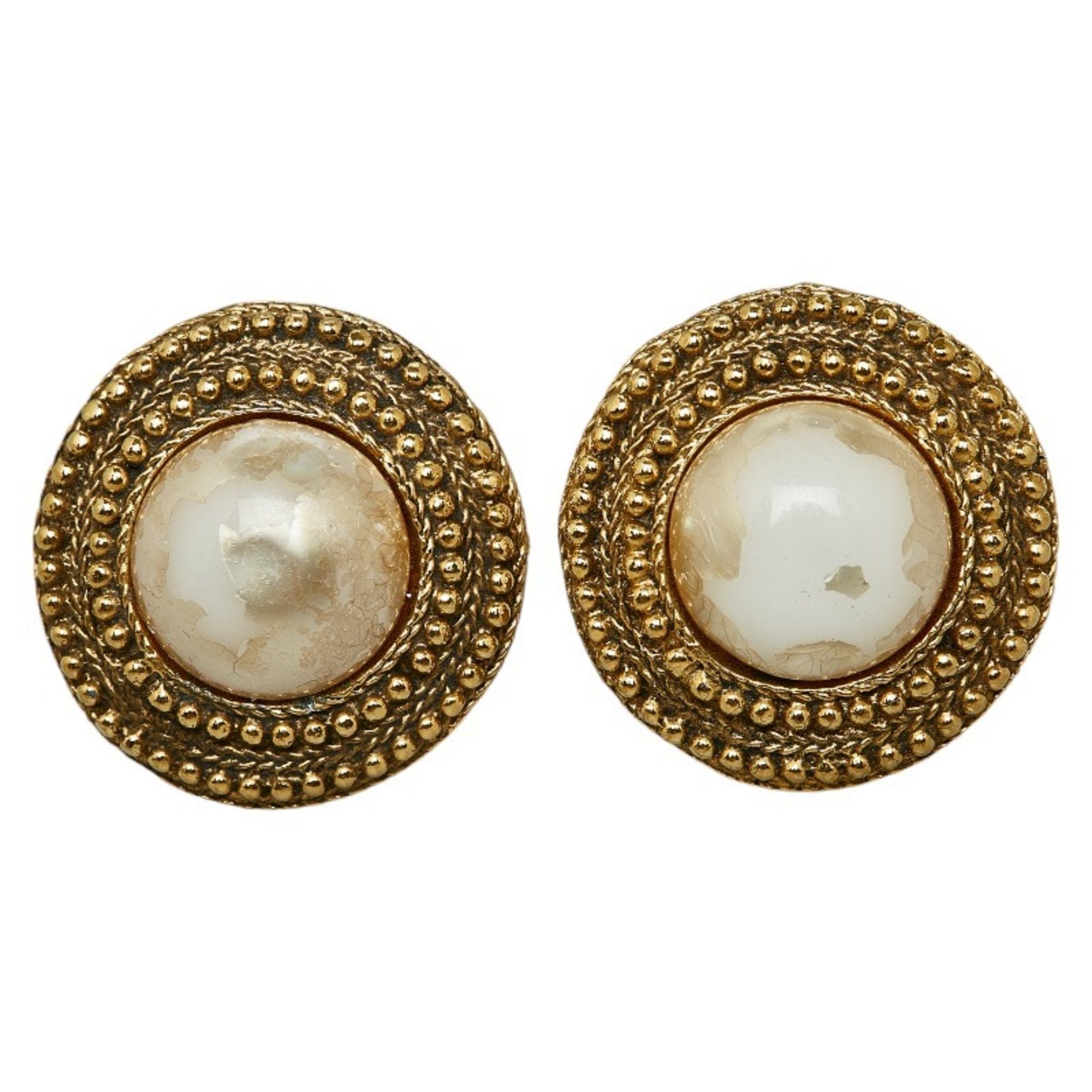Clip-On Earrings Pearl Clip-On Gold-Tone Metal