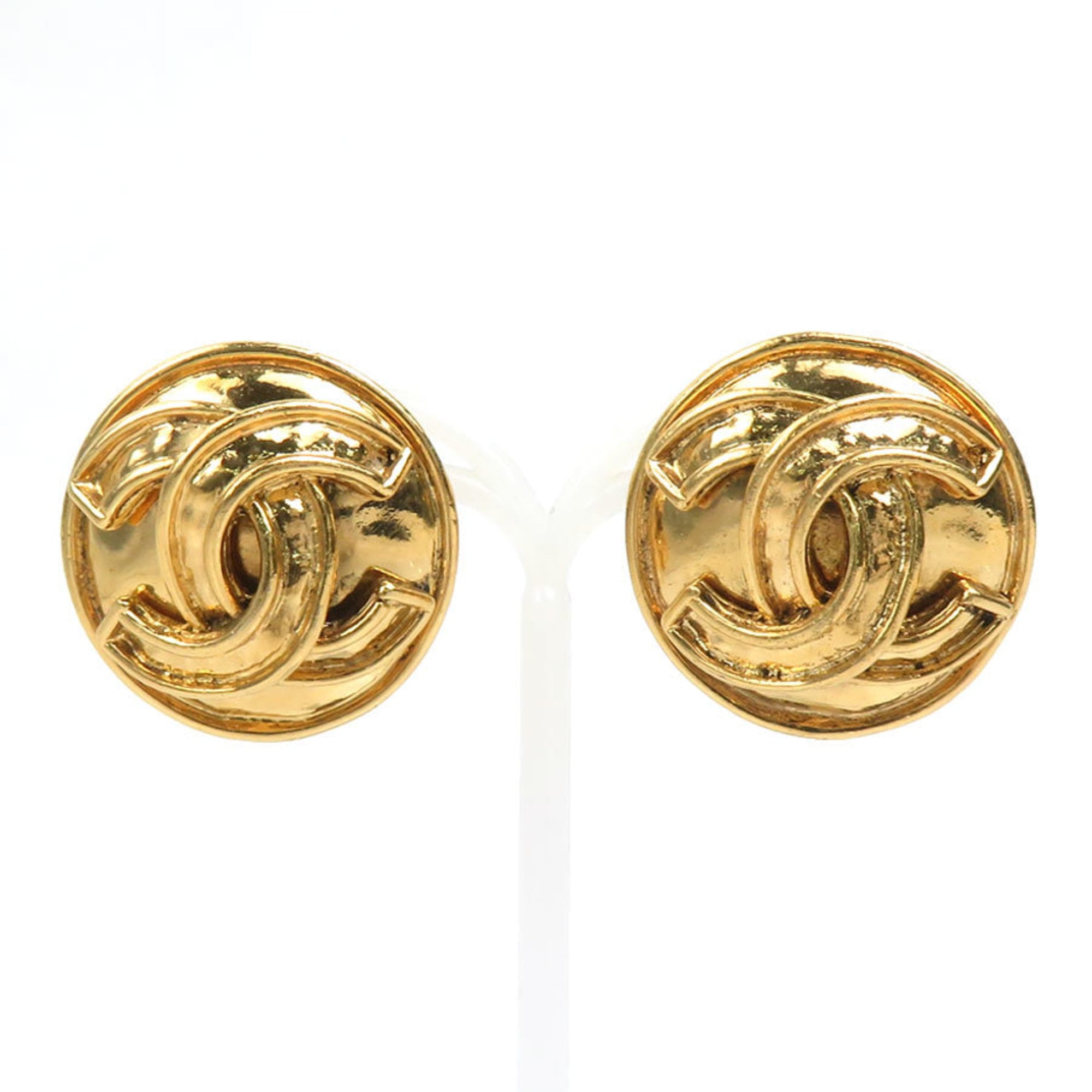 CC Logo Clip-On Earrings Gold-Tone Metal Gold-Tone Metal