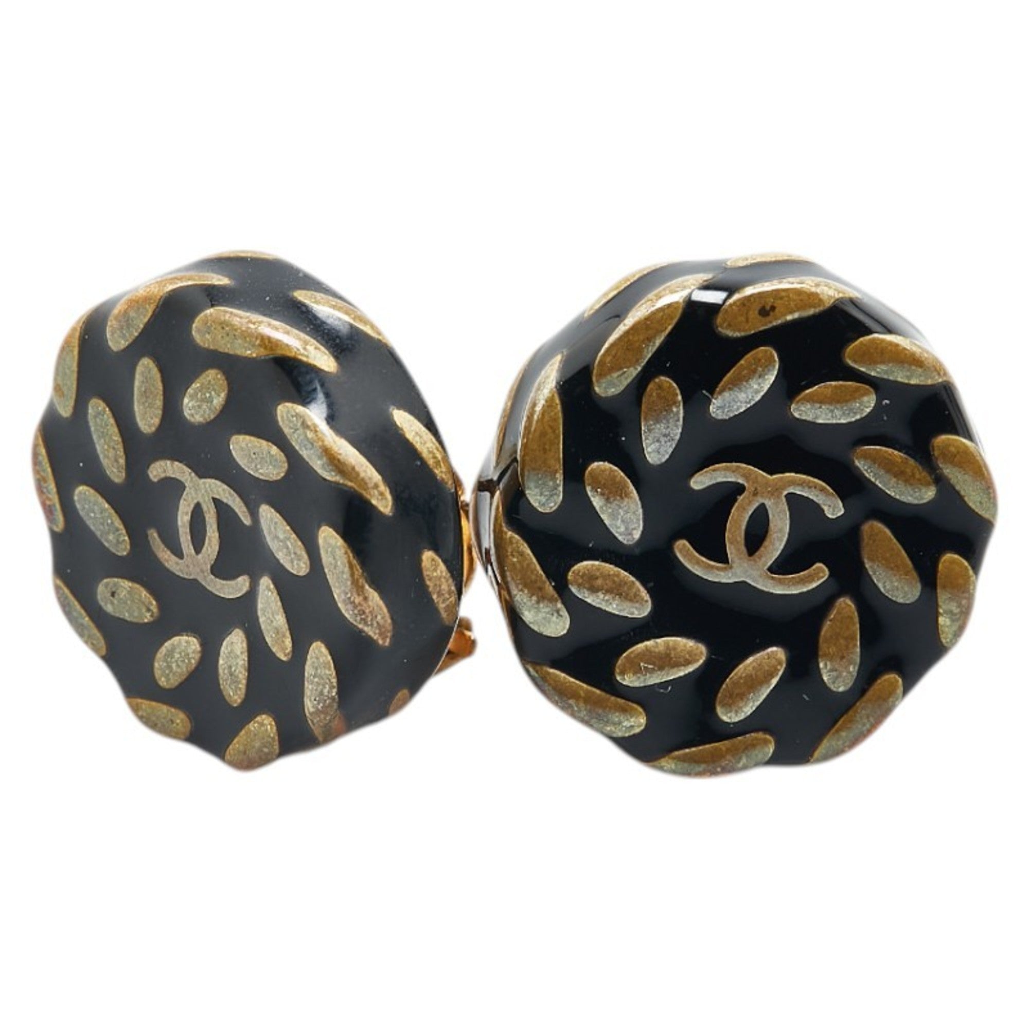 CC Logo Round Clip-On Earrings Gold-Tone Metal Gold-Tone Metal