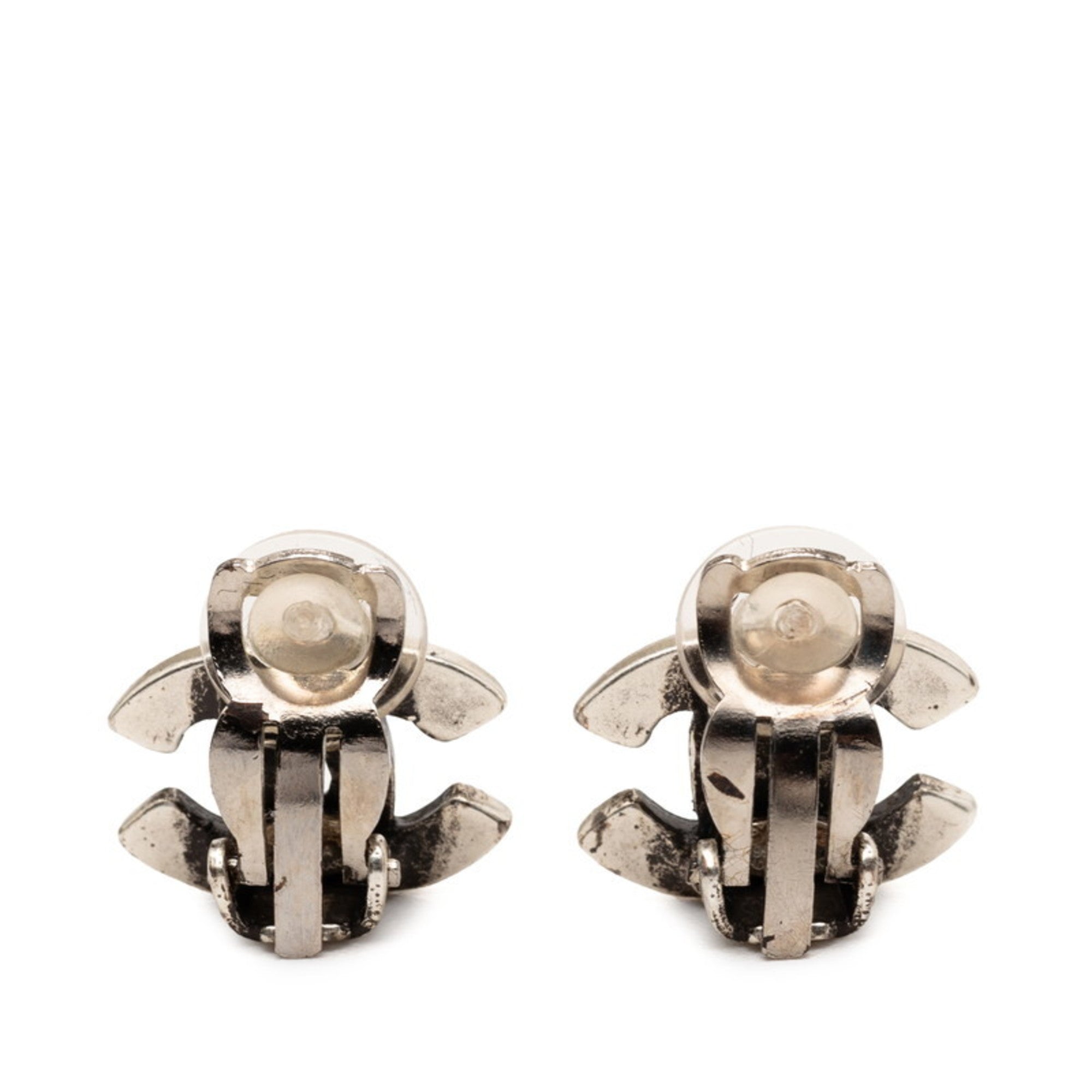 CC Logo Clip-On Earrings Silver-Tone Metal Silver-Tone Metal