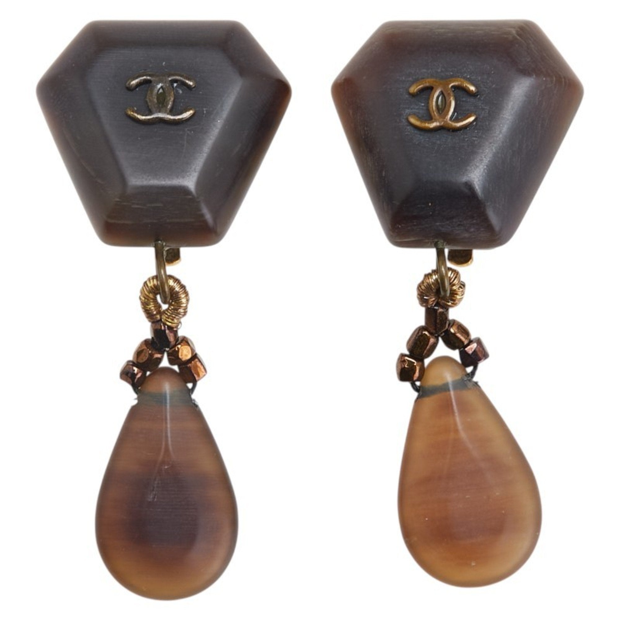 CC Logo Clip-On Earrings Gold-Tone Metal
