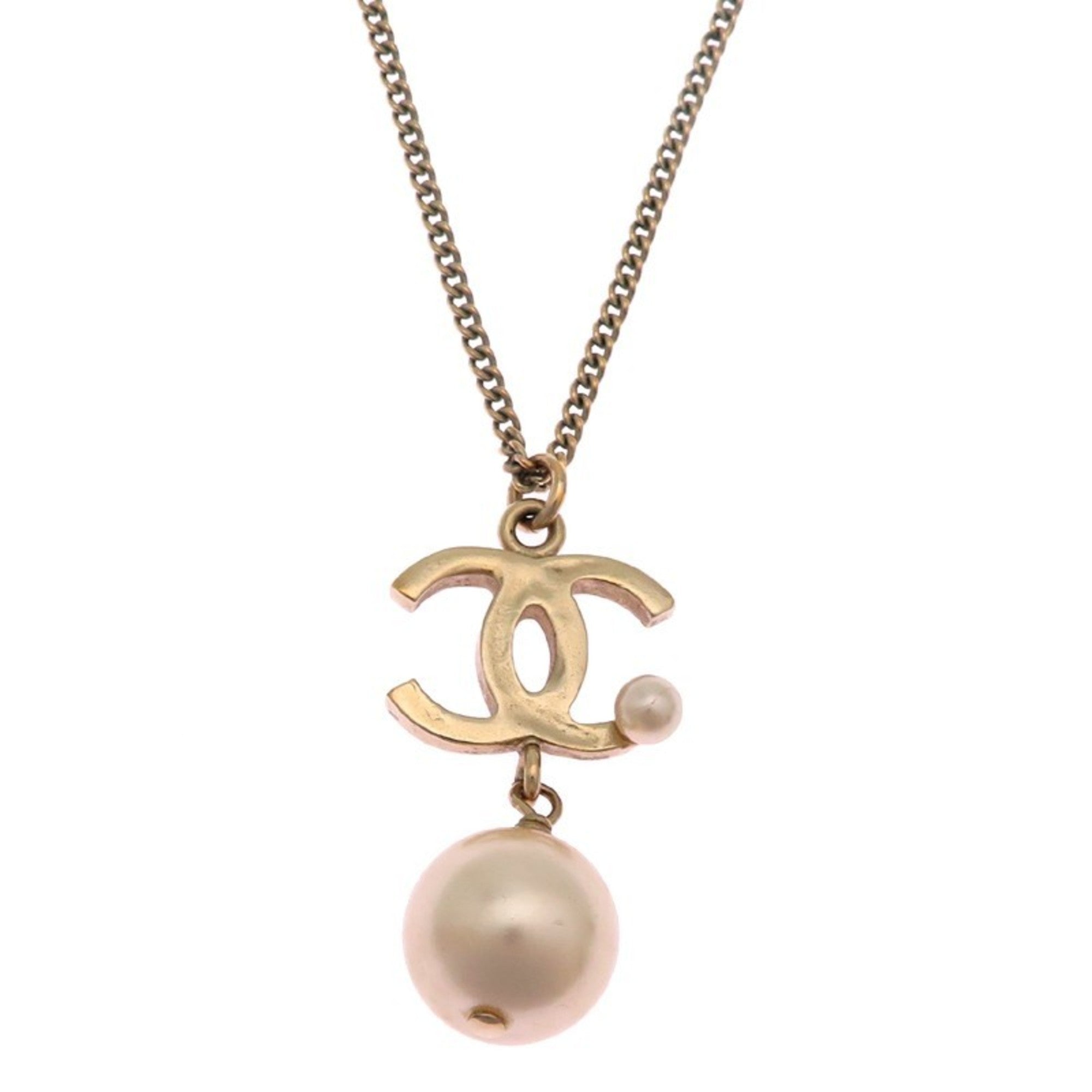 CC Logo Pendant Necklace Gold-Tone Metal