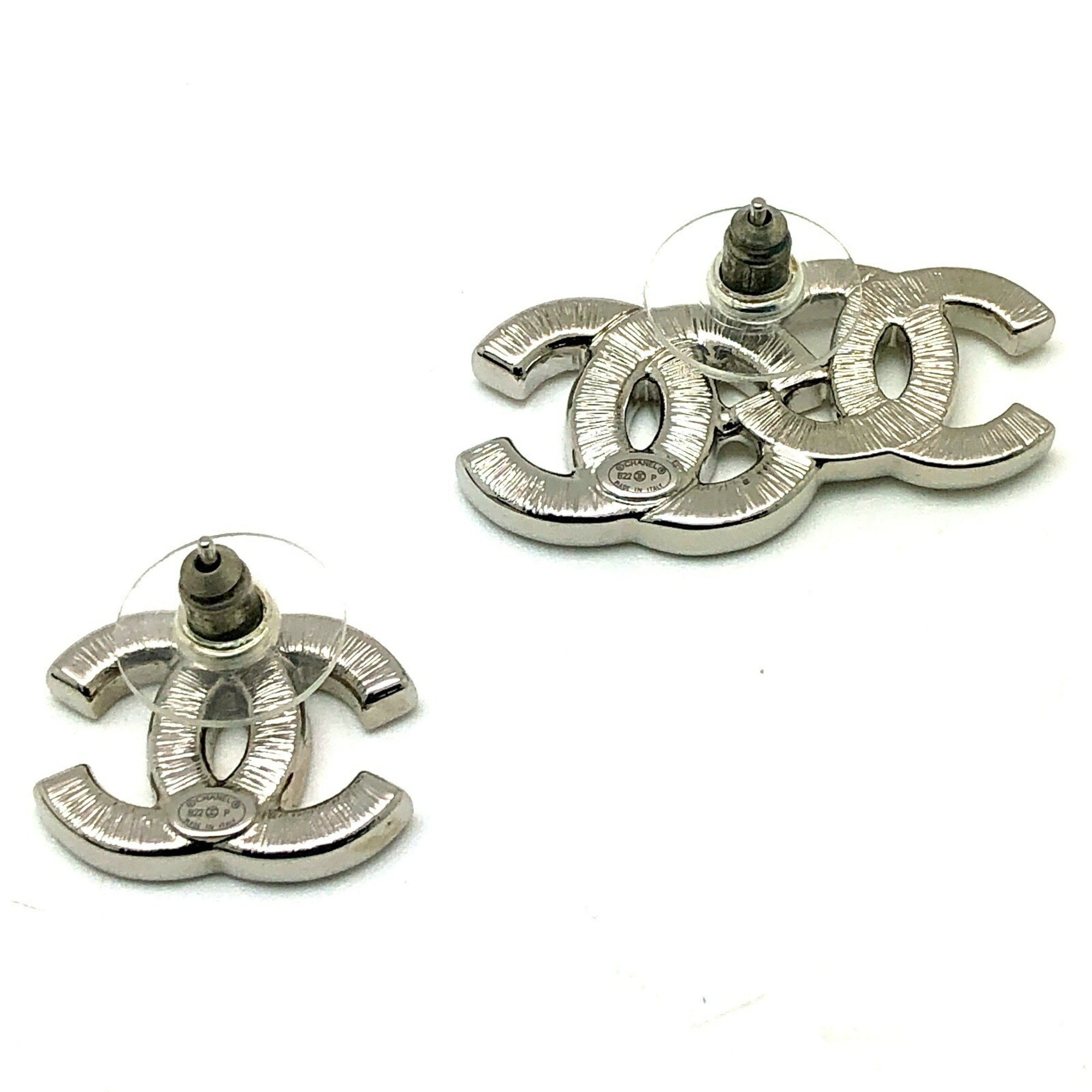CC Logo Earrings Sterling Silver Sterling Silver and Rhinestone