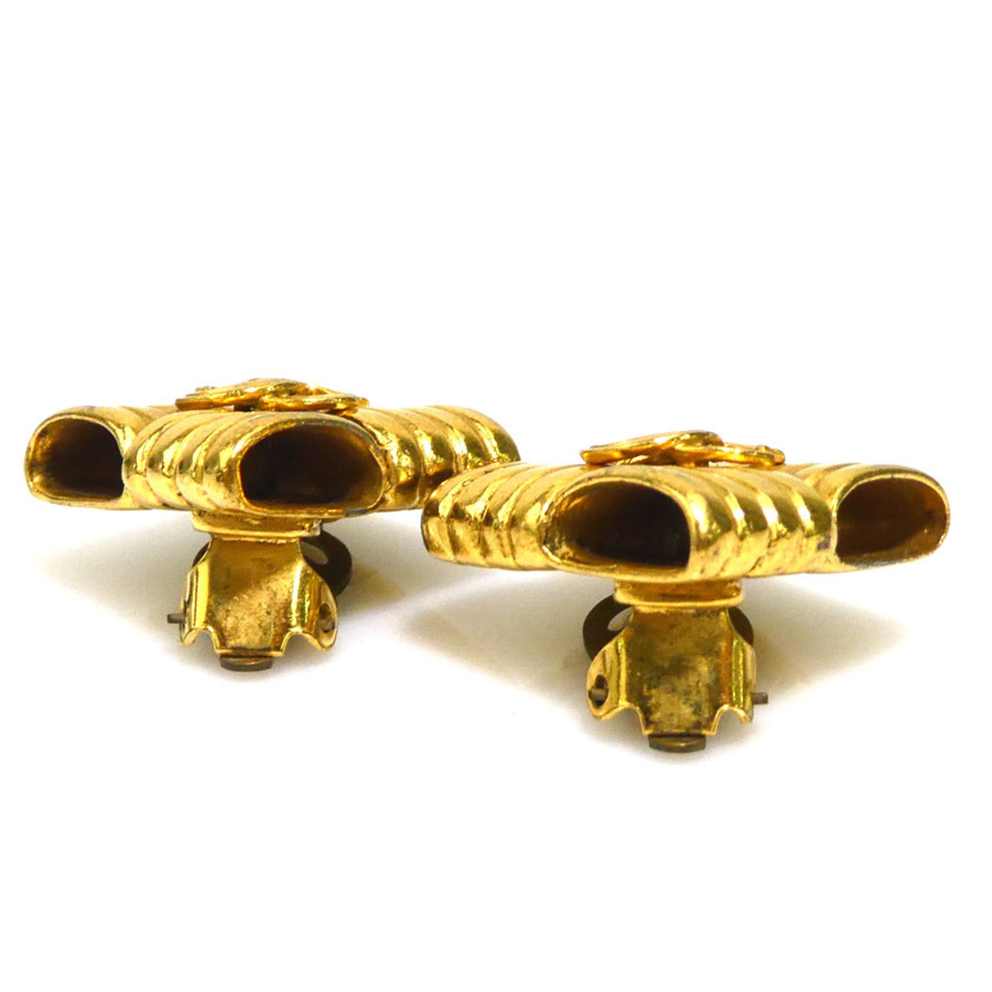 CC Logo Clip-On Earrings Gold-Tone Metal Gold-Tone Metal