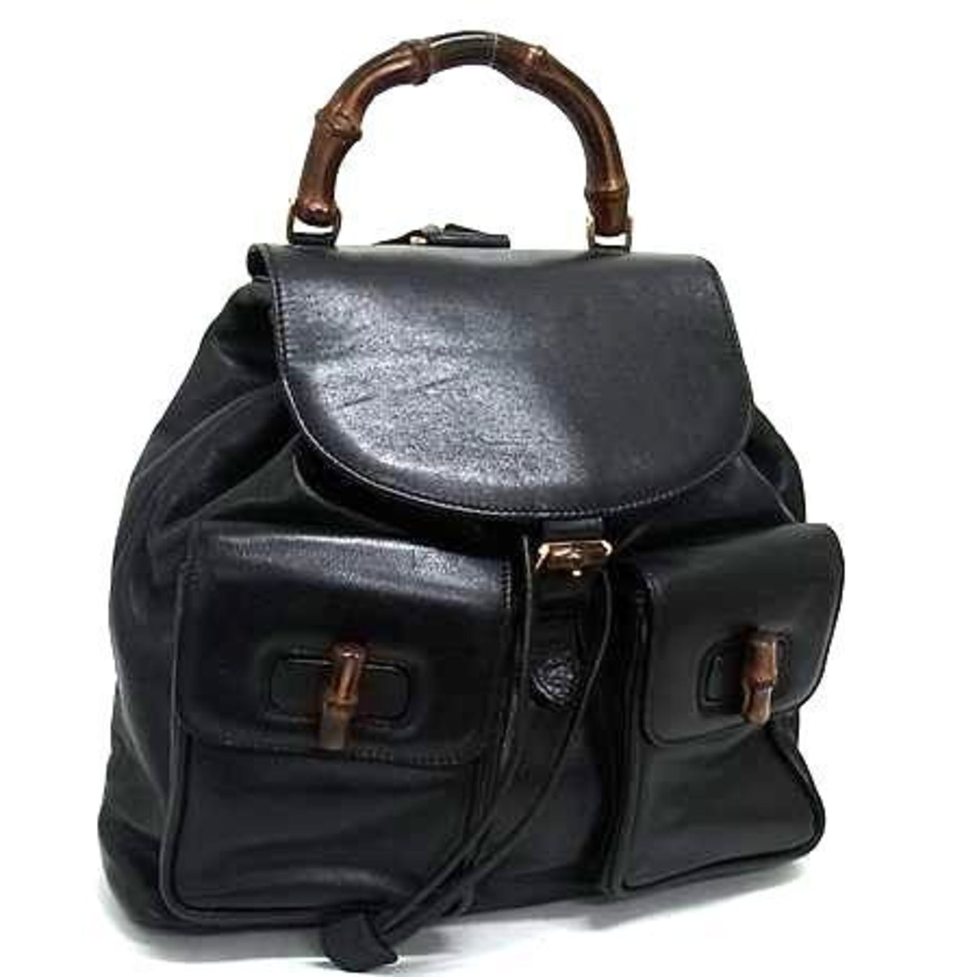 Vintage Bamboo Backpack Leather Medium