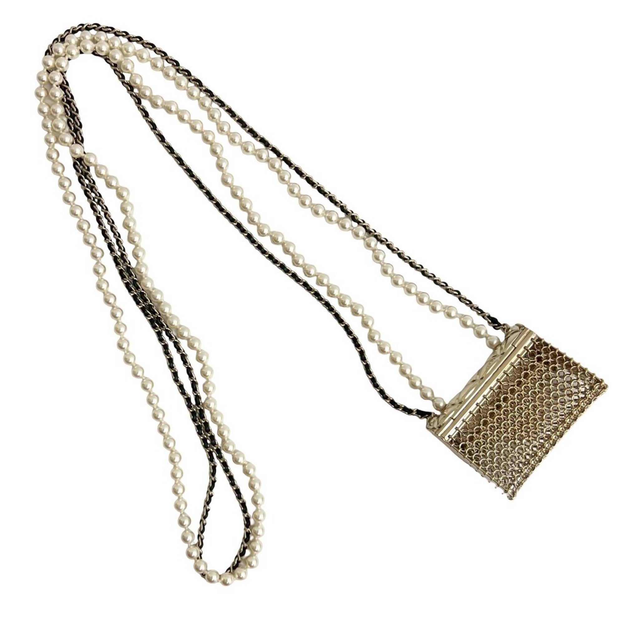 CC Logo Chain Pendant Necklace Gold-Tone Metal