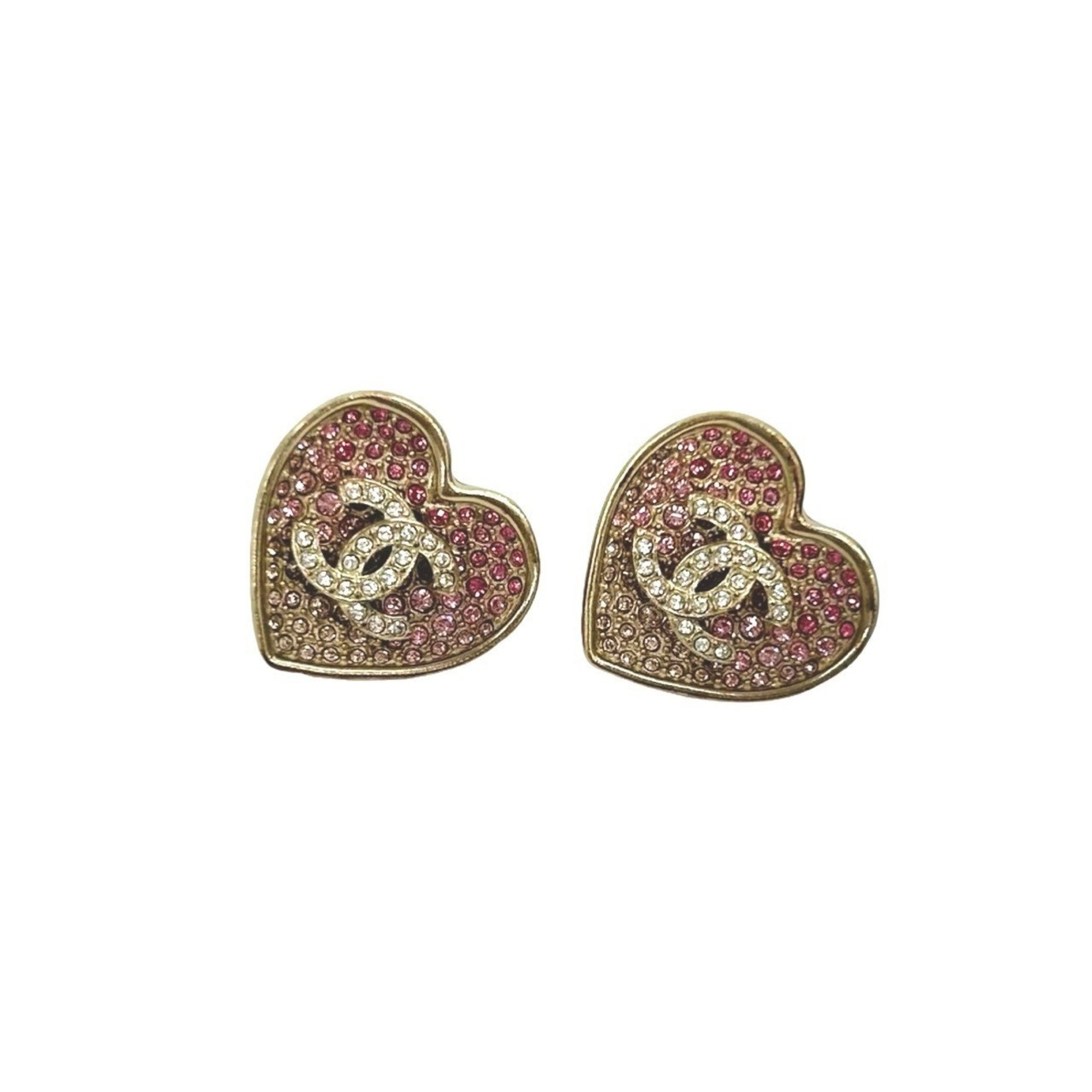 CC Logo Heart Earrings Gold-Tone Metal Gold-Tone Metal