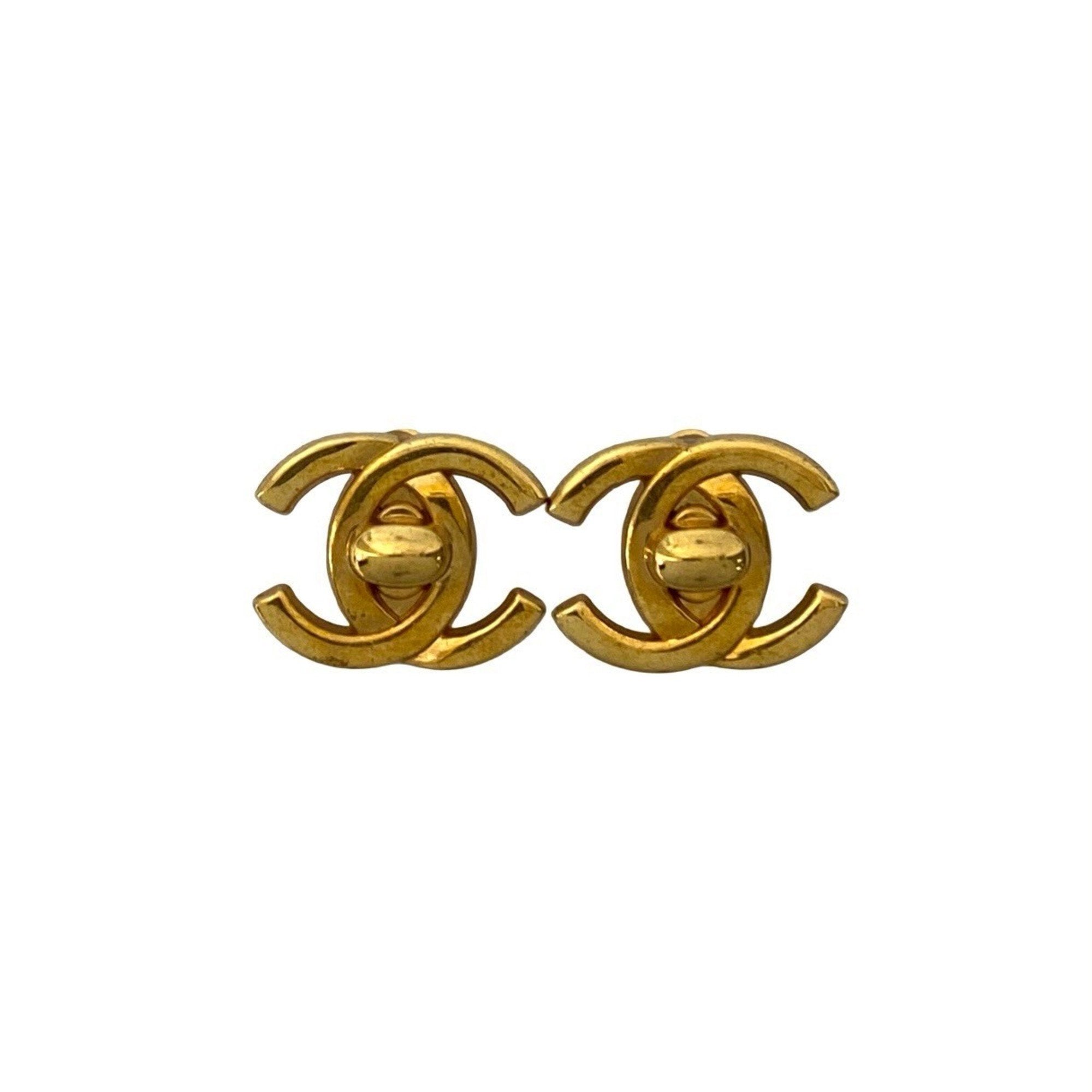 CC Logo Clip-On Earrings Metal Gold-Tone Metal