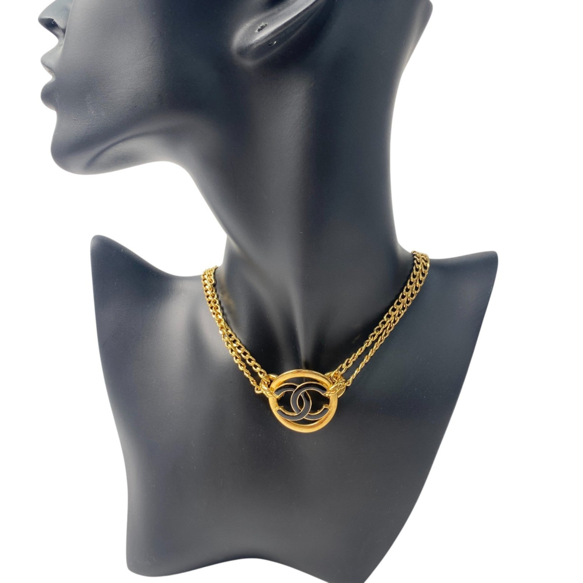 CC Logo Necklace Gold-Tone Metal