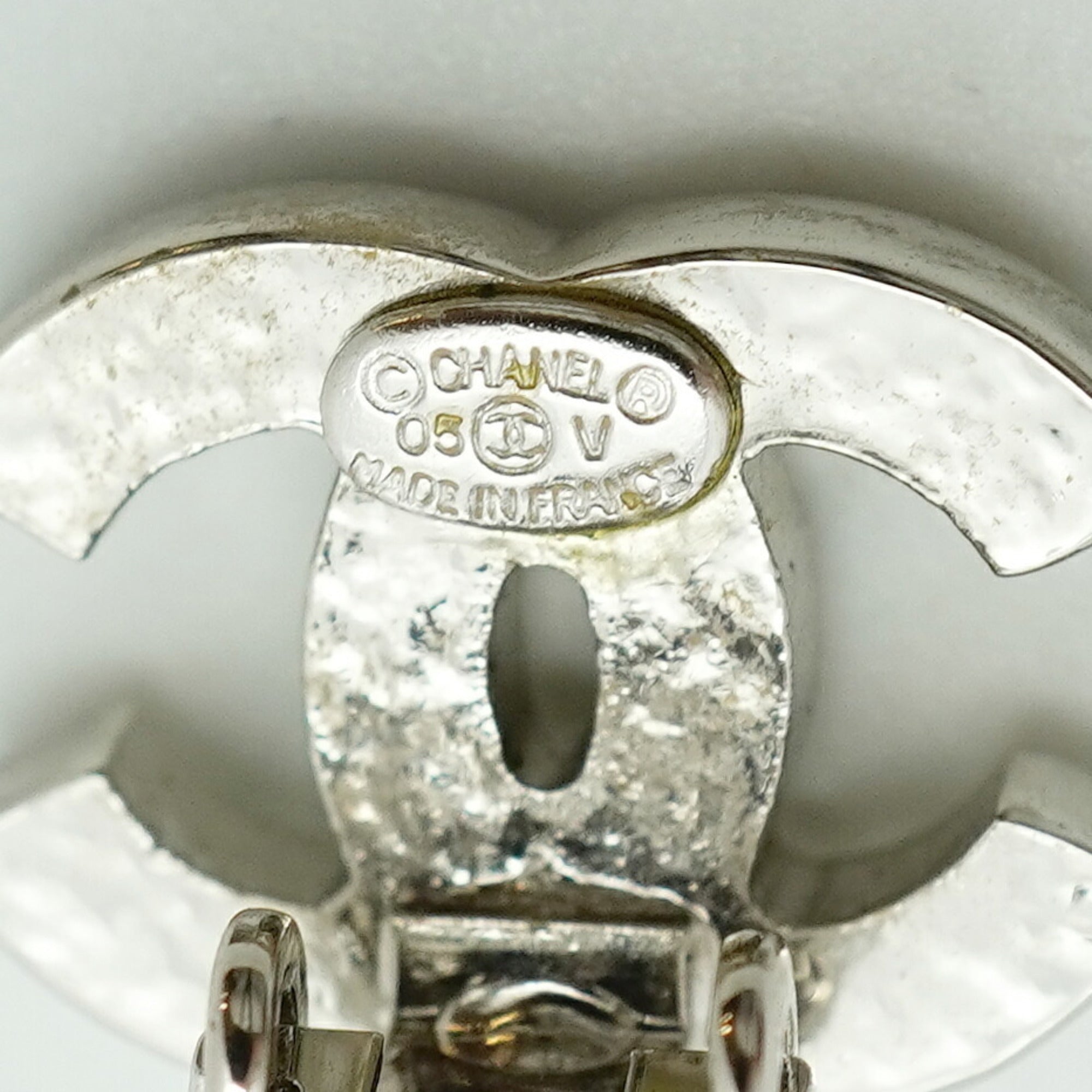CC Logo Clip-On Earrings Silver-Tone Metal