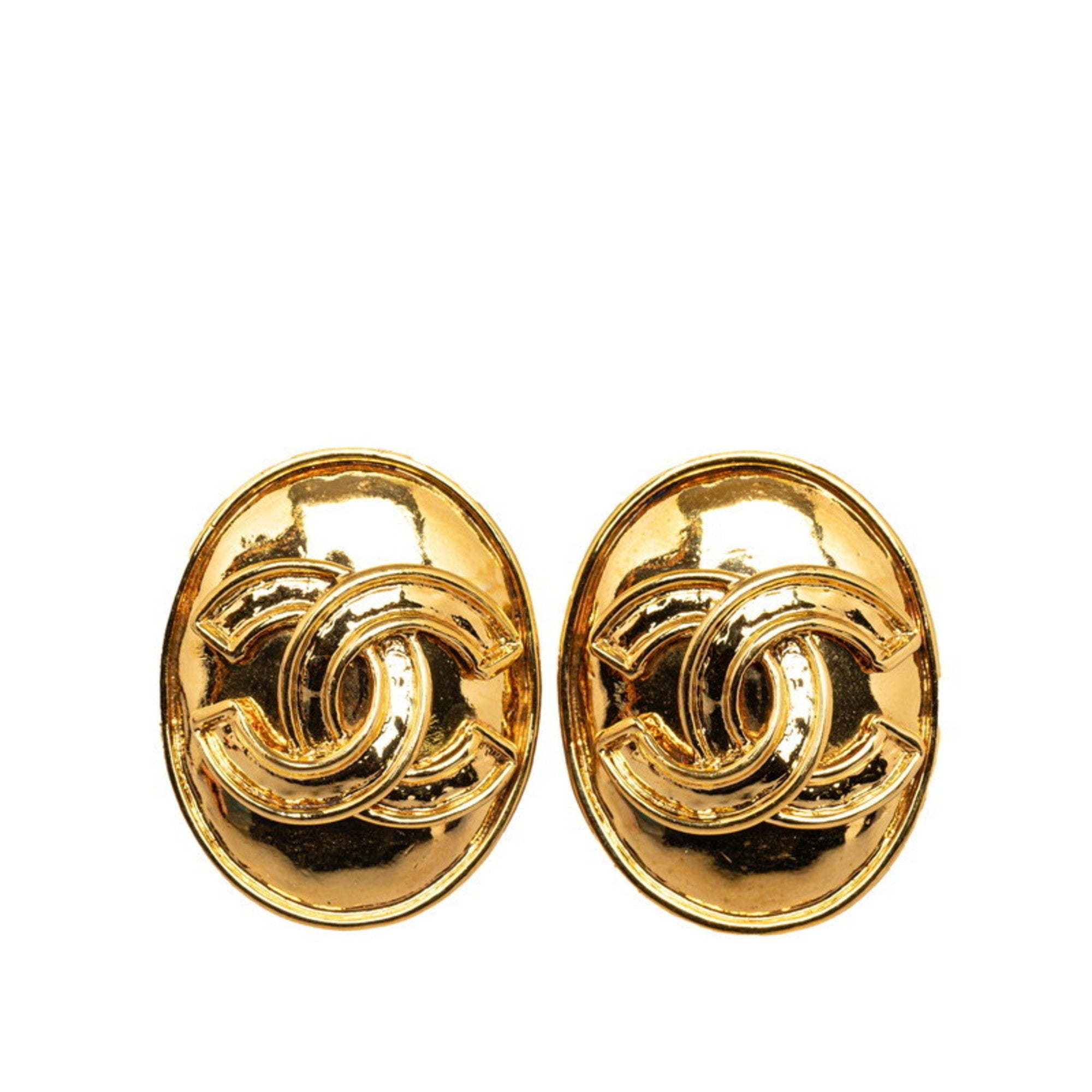 CC Logo Clip-On Earrings Metal Gold-Tone Metal