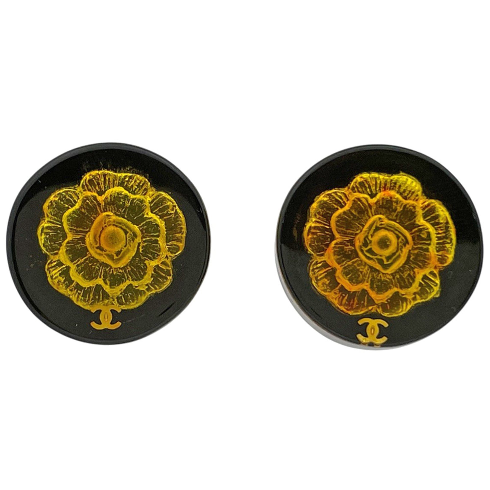 CC Logo Round Clip-On Earrings Gold-Tone Metal