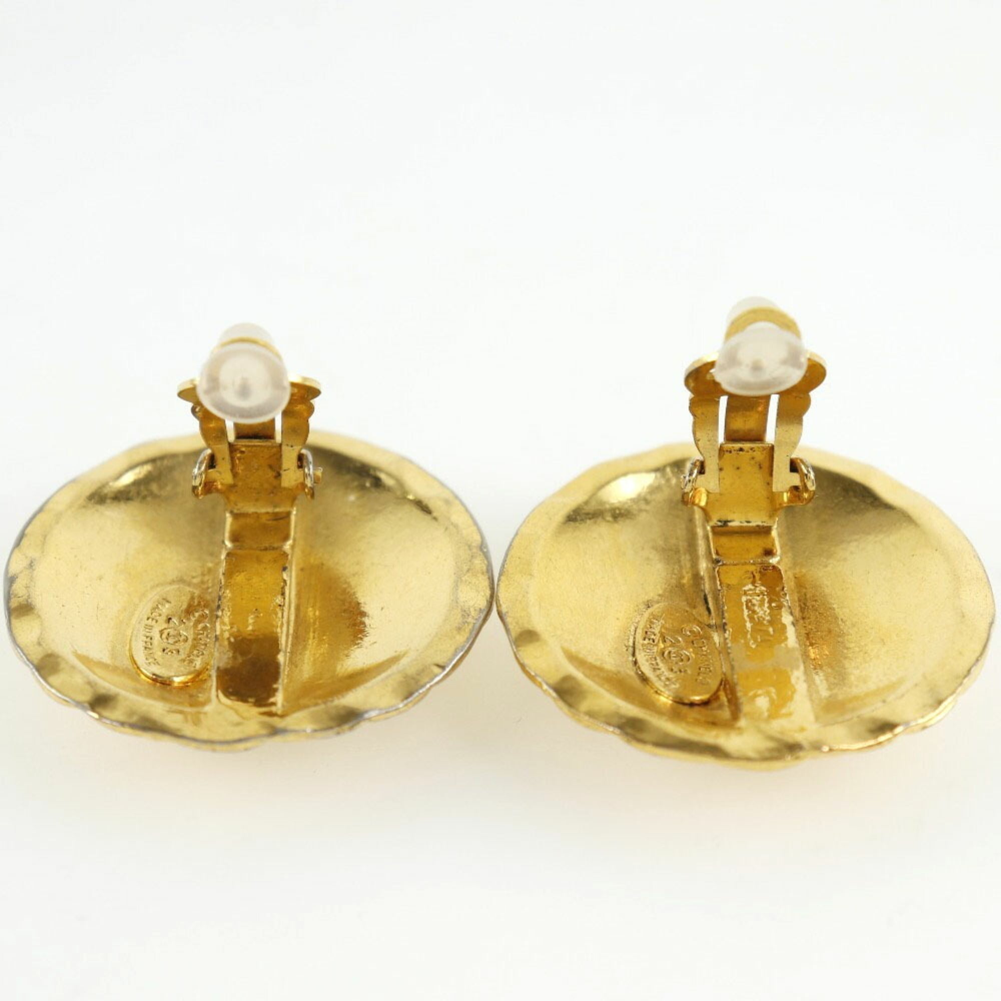 CC Logo Clip-On Earrings Gold-Tone Metal