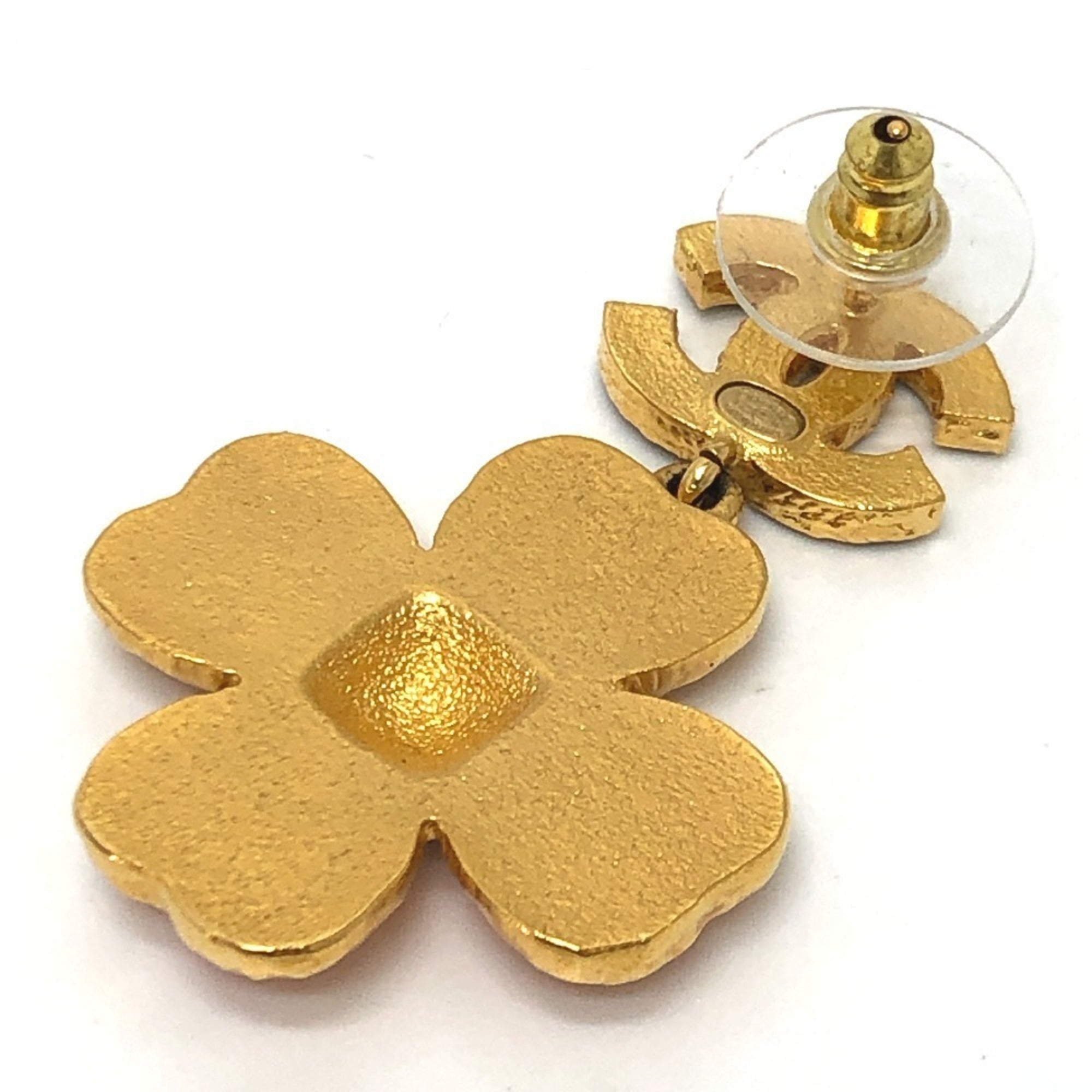 CC Logo Flower Earrings Gold-Tone Metal Gold-Tone Metal