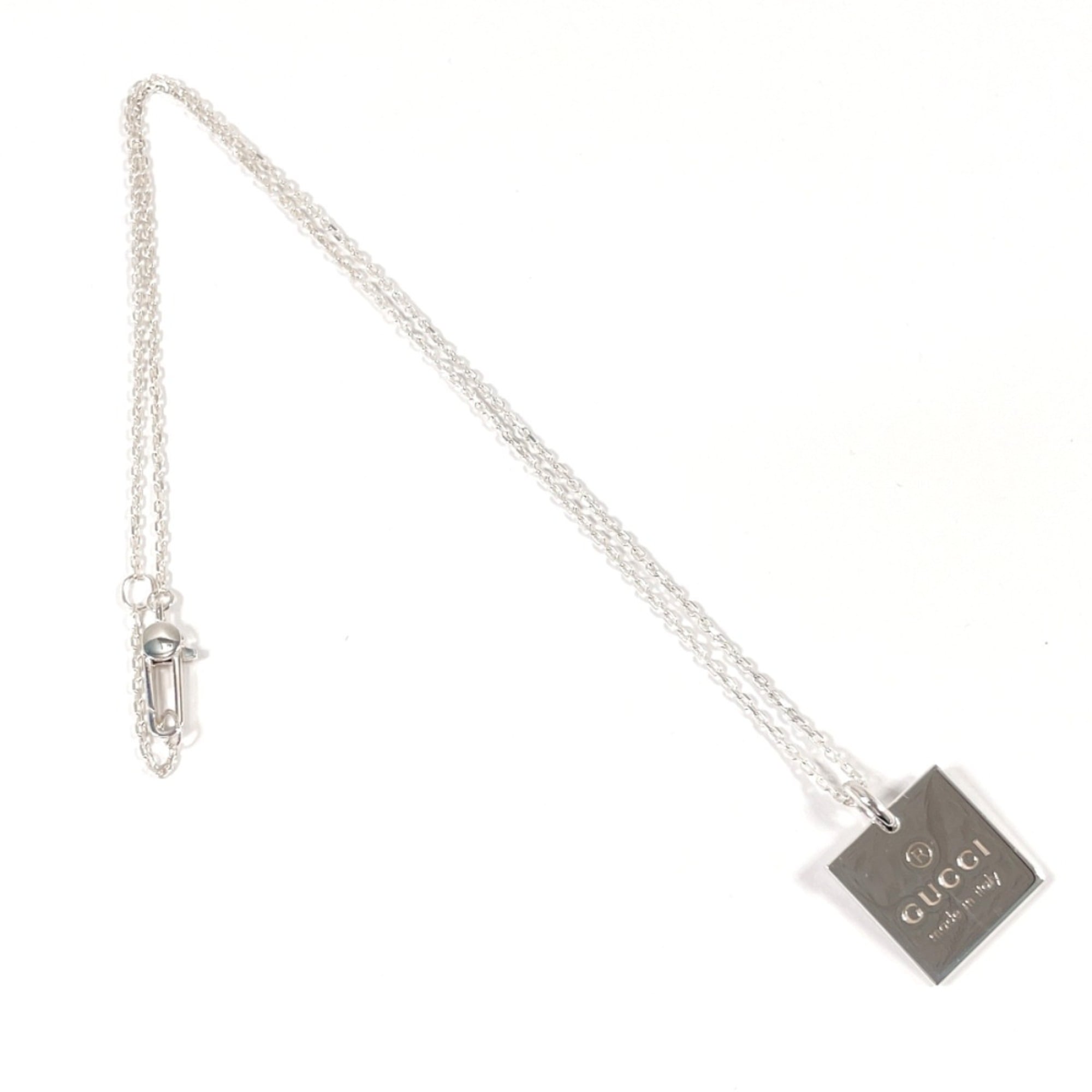 Square Plate Pendant Necklace Sterling Silver