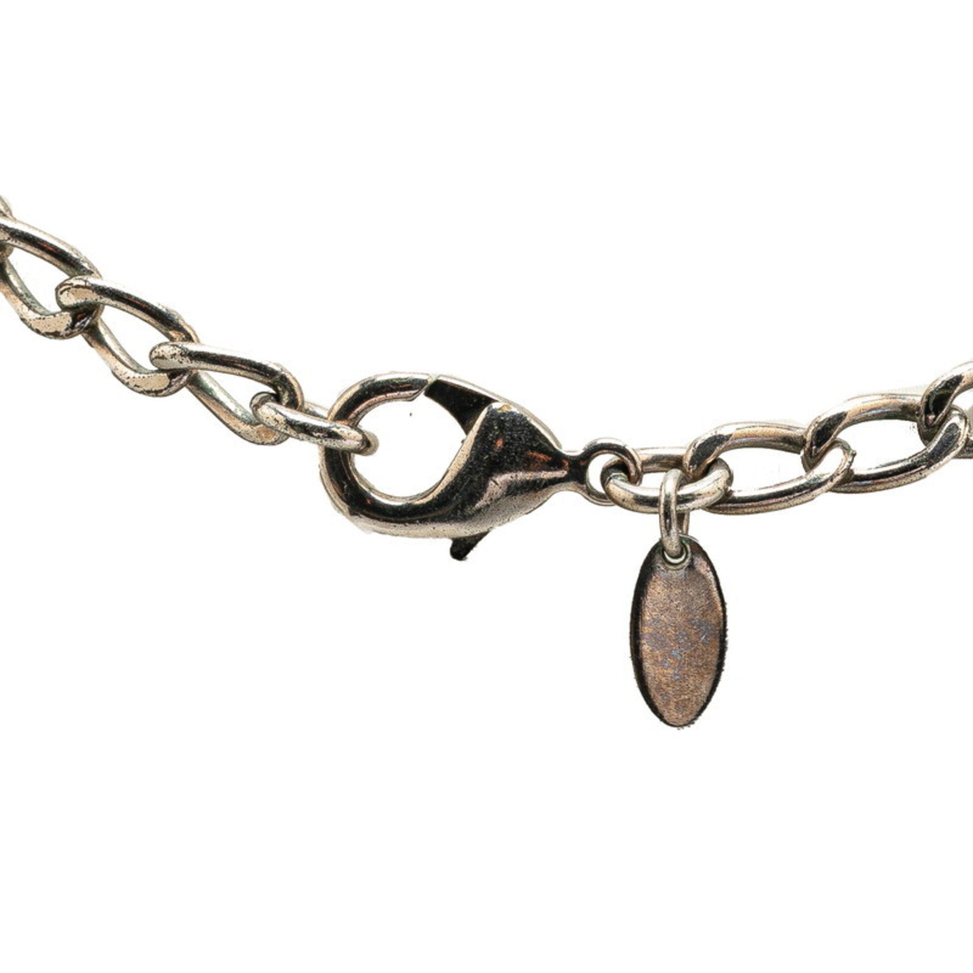 CC Logo Pendant Necklace Silver-Tone Metal
