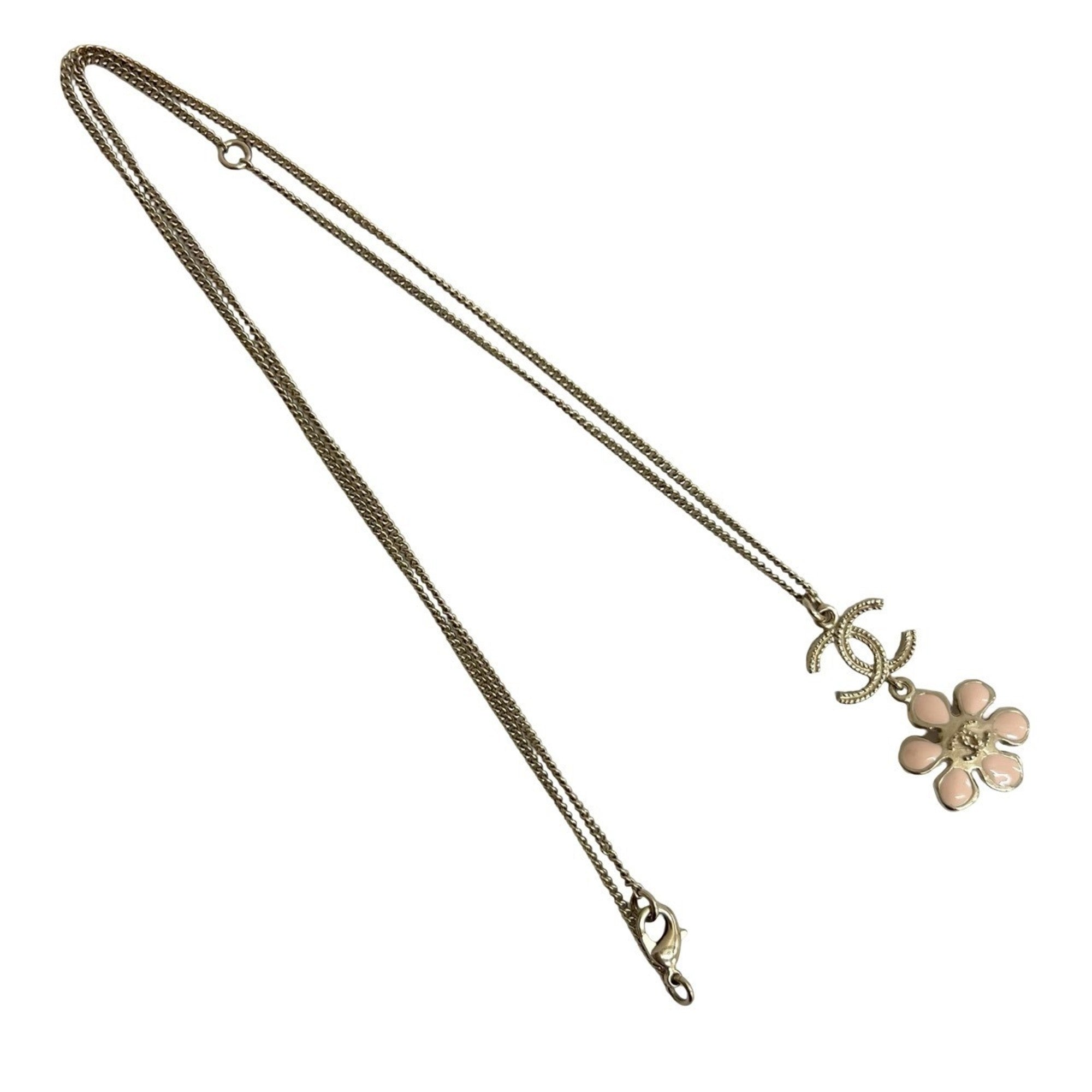 CC Logo Flower Pendant Necklace Metal