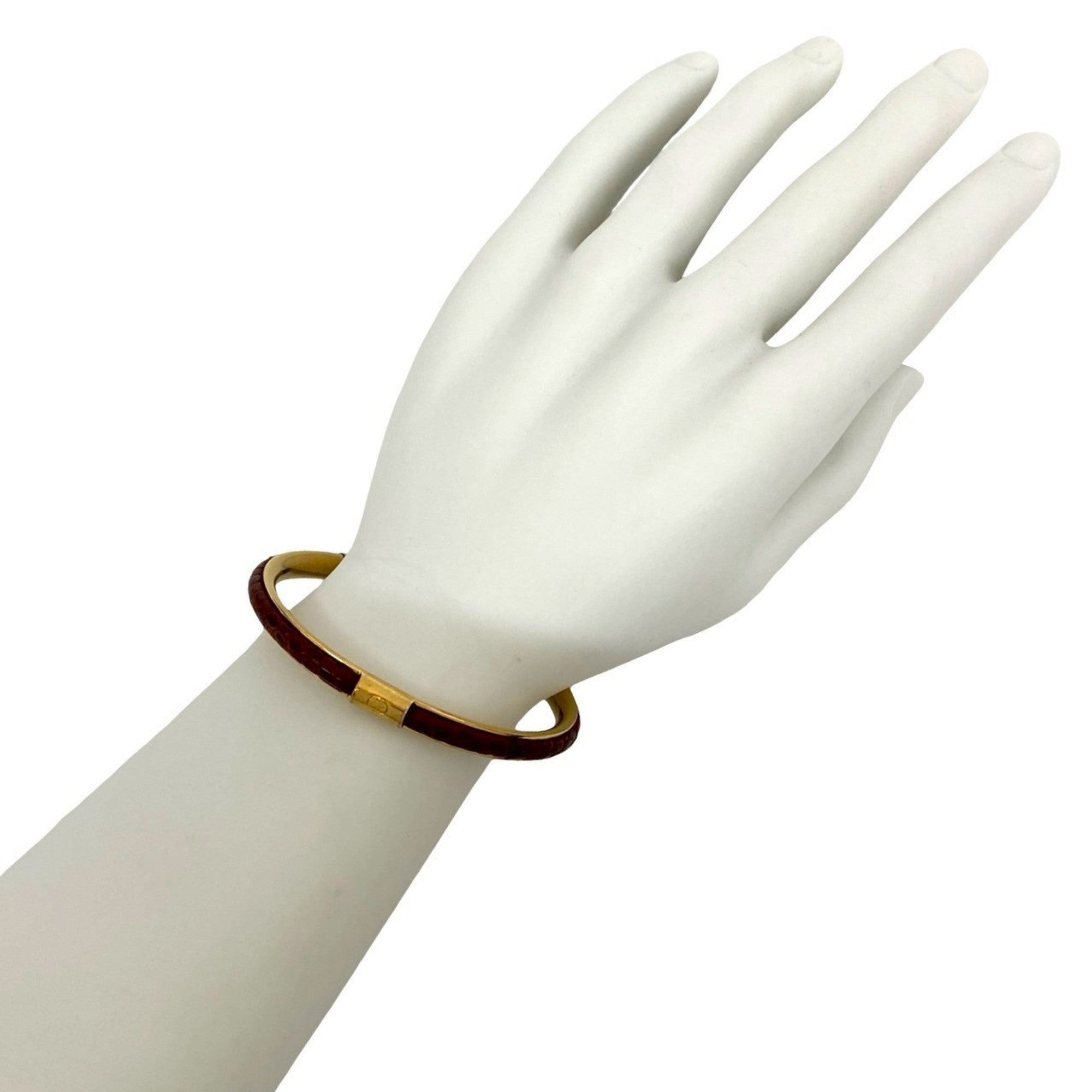 Bangle Bracelet Gold and Leather
