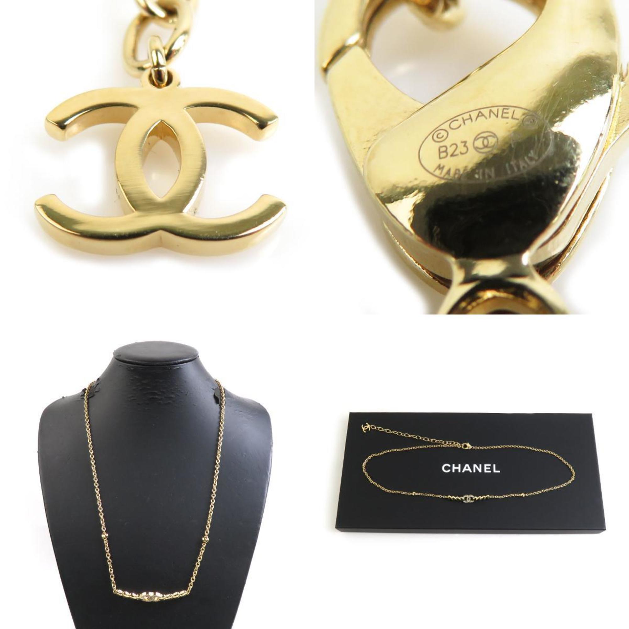 Pendant Necklace Metal Gold and Rhinestone