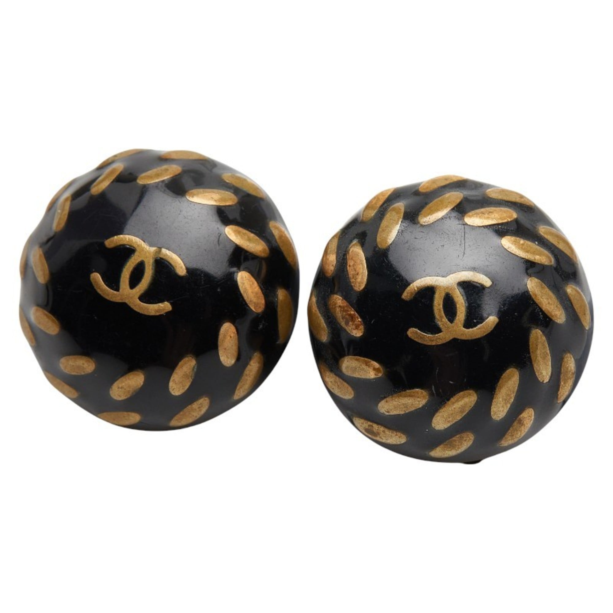 CC Logo Round Clip-On Earrings Gold-Tone Metal Gold-Tone Metal