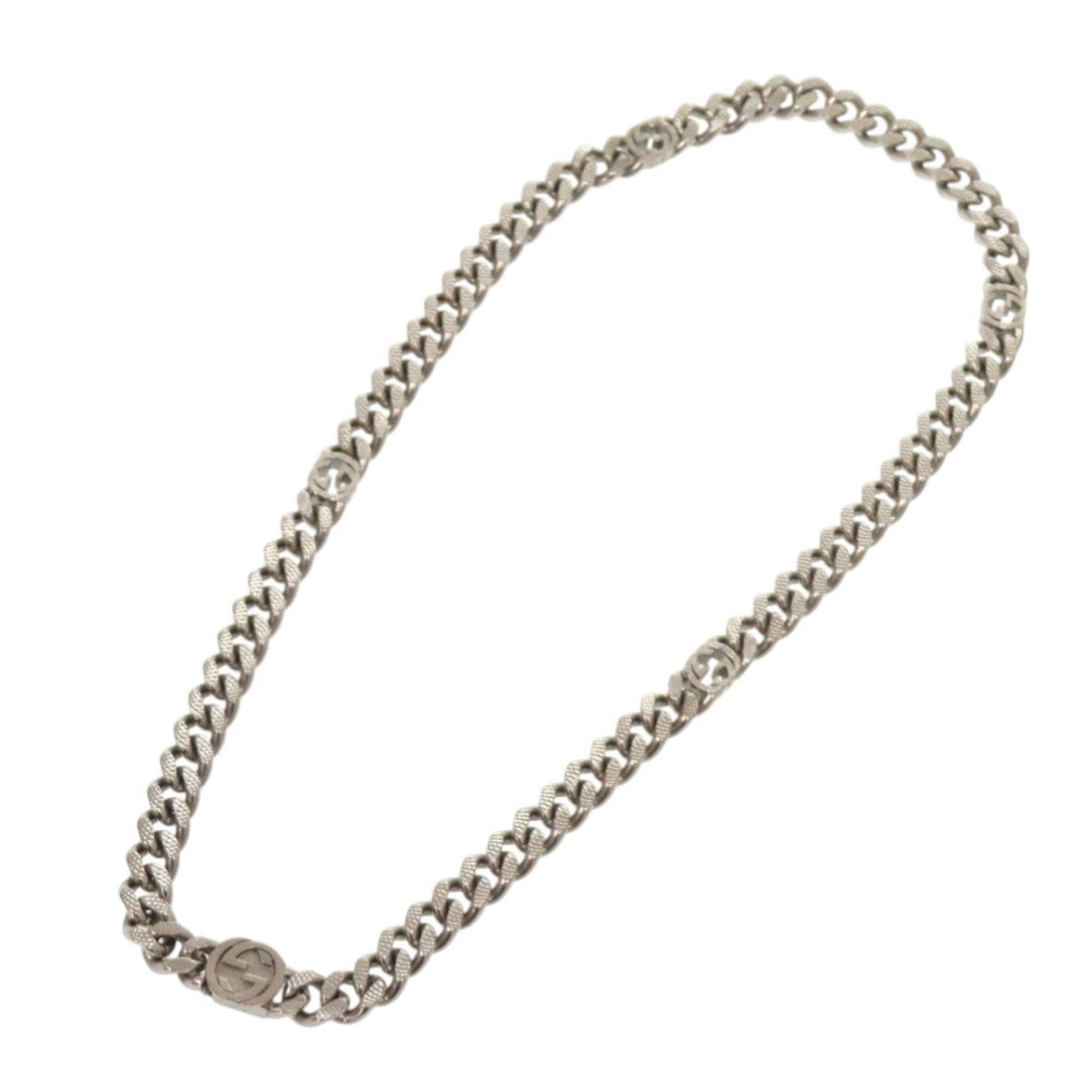 Interlocking G Pendant Necklace Metal Silver