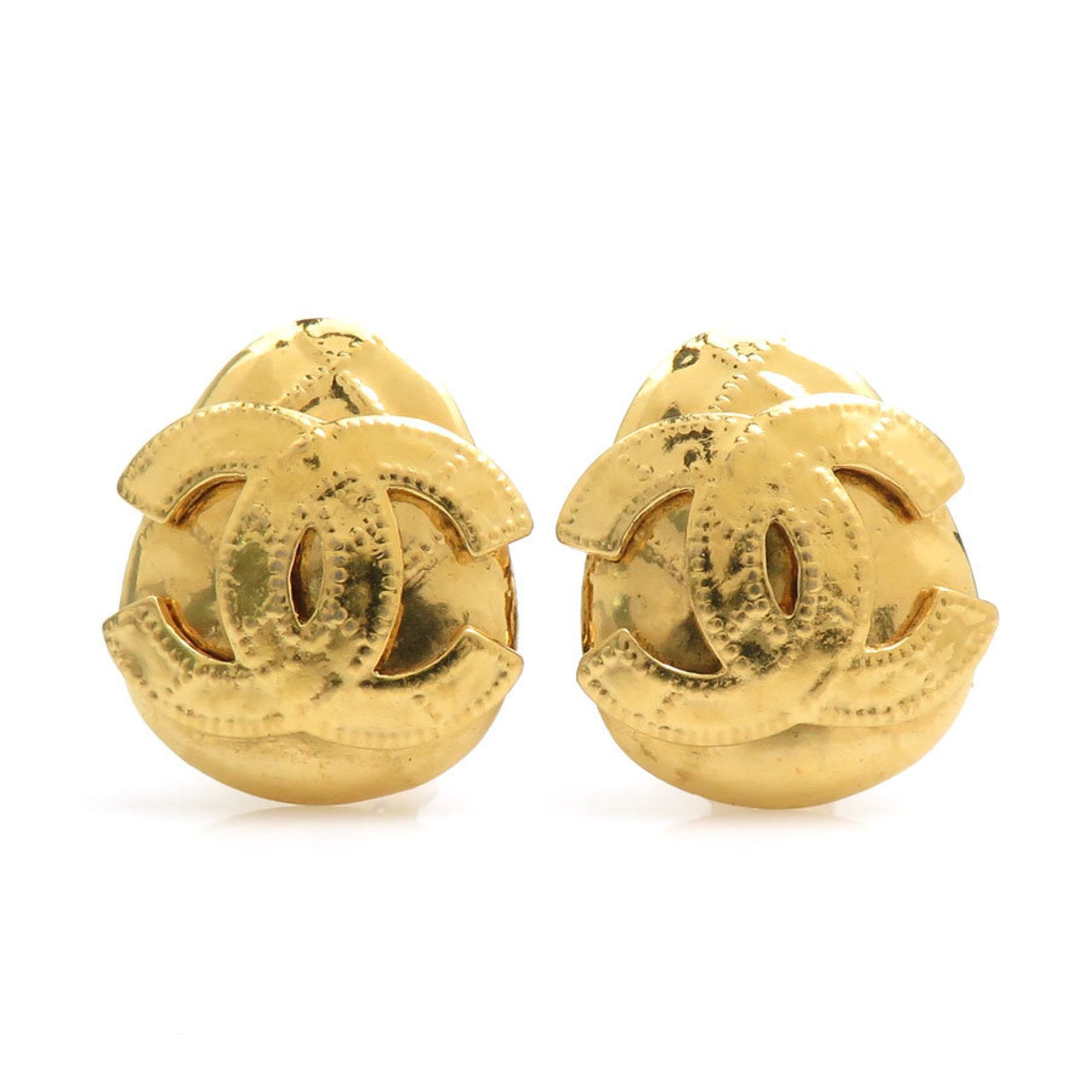 CC Logo Clip-On Earrings Gold-Tone Metal Gold-Tone Metal