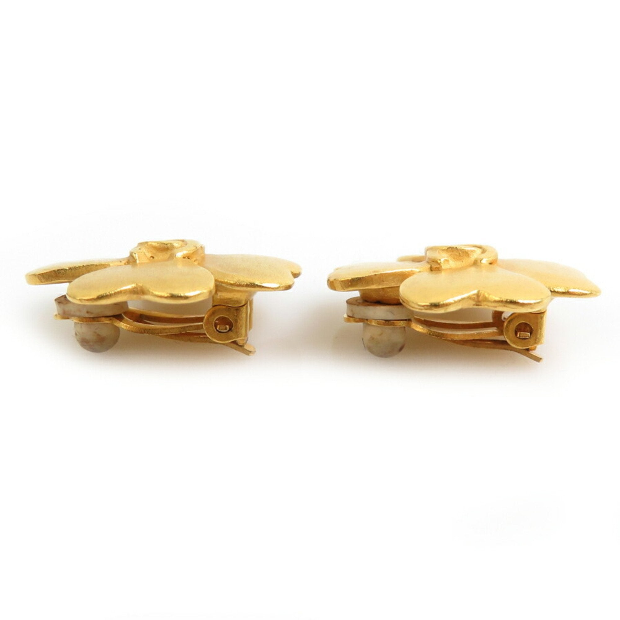 CC Logo Clip-On Earrings Gold-Tone Metal Gold-Tone Metal