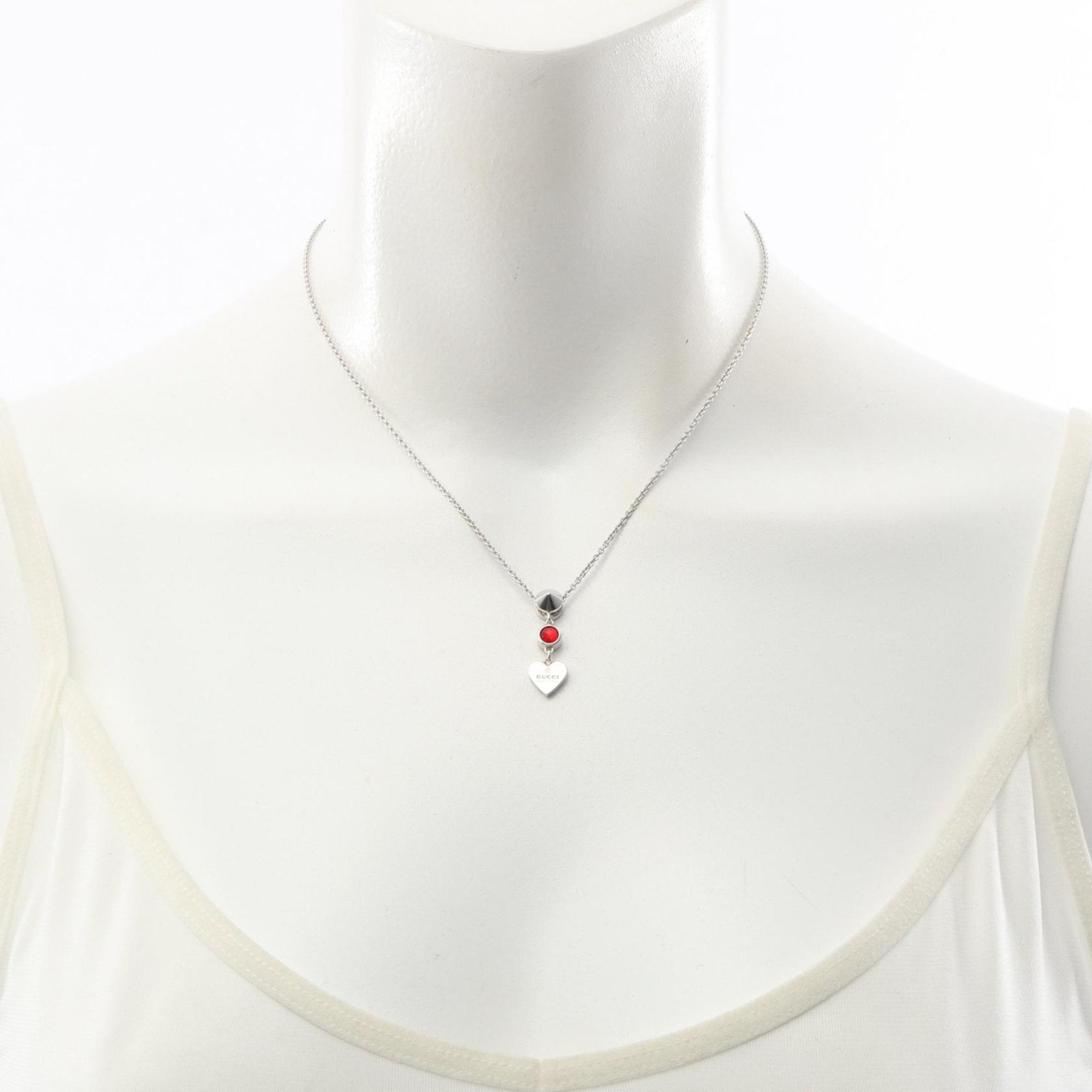 Heart Pendant Necklace Sterling Silver Red