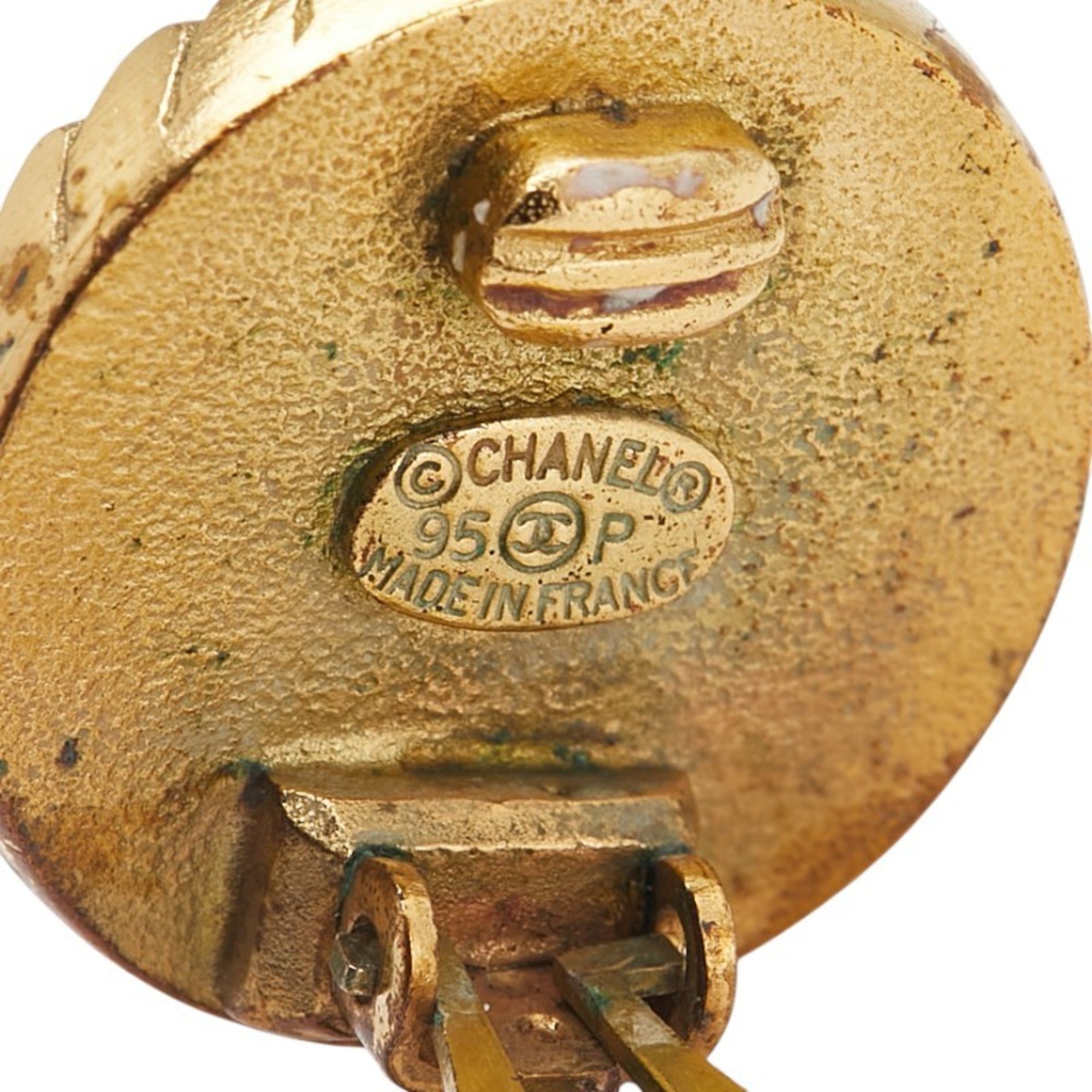 CC Logo Round Clip-On Earrings Gold-Tone Metal Gold-Tone Metal