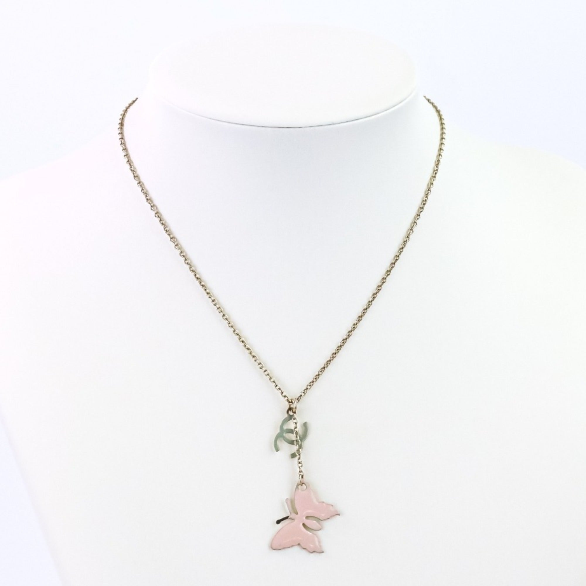 CC Logo Butterfly Pendant Necklace Metal