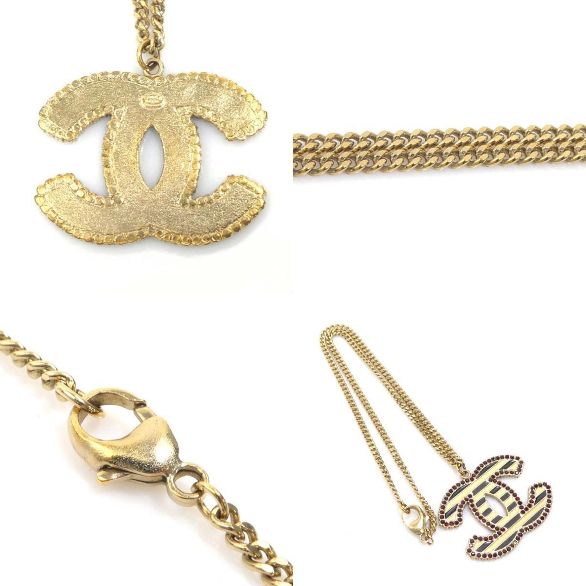 CC Logo Pendant Necklace Gold-Tone Metal