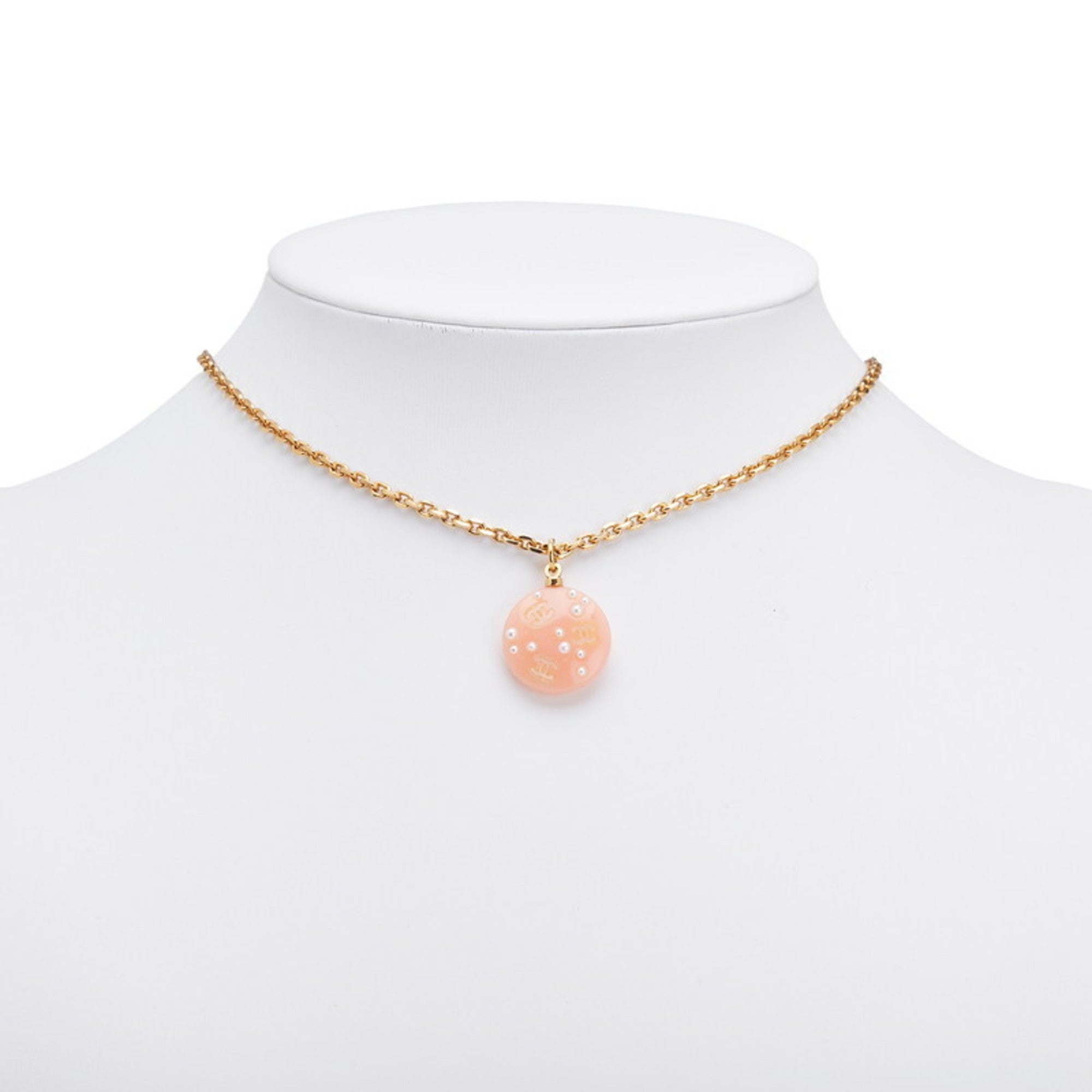 CC Logo Pendant Necklace Gold-Tone Metal