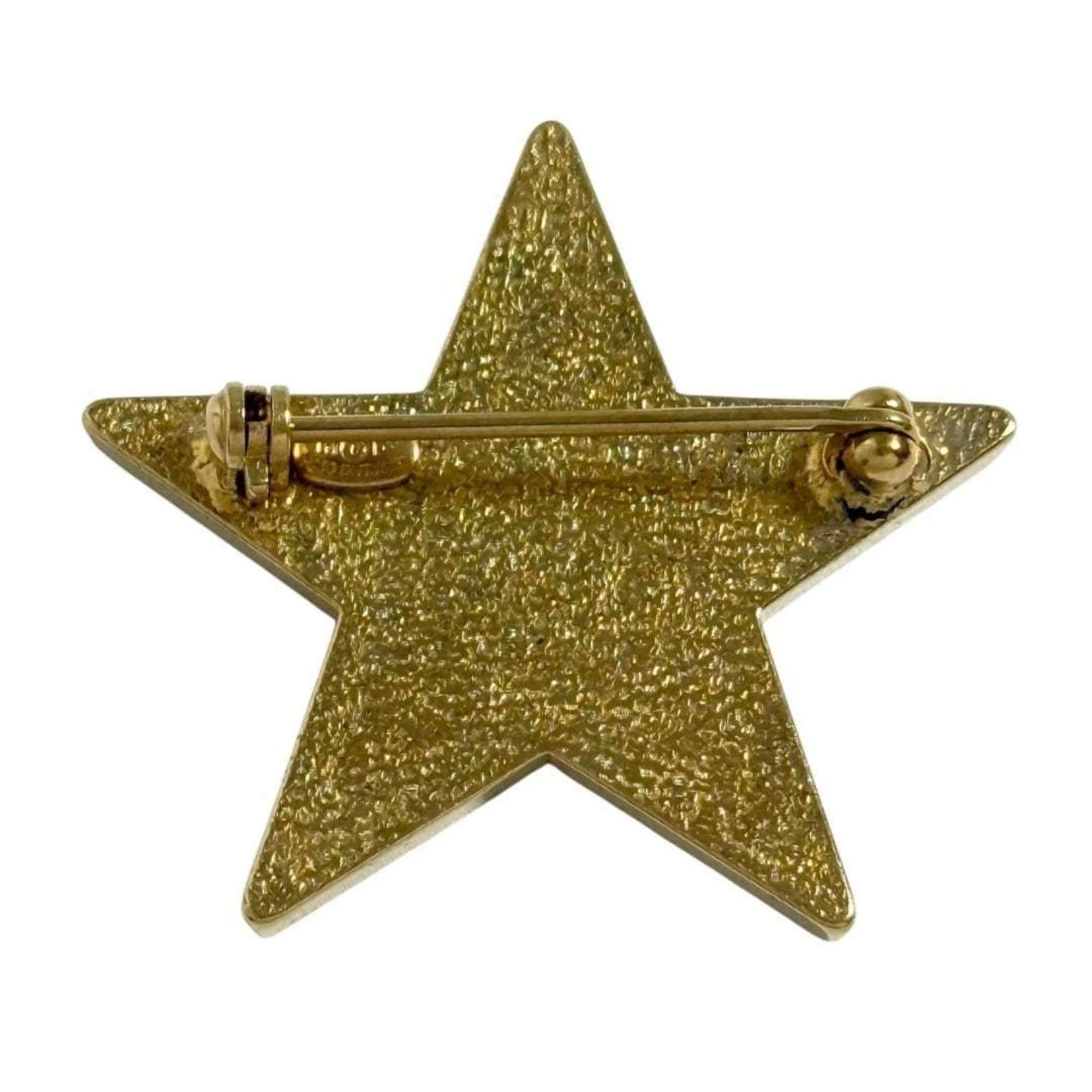 CC Logo Star Brooch Gold-Tone Metal