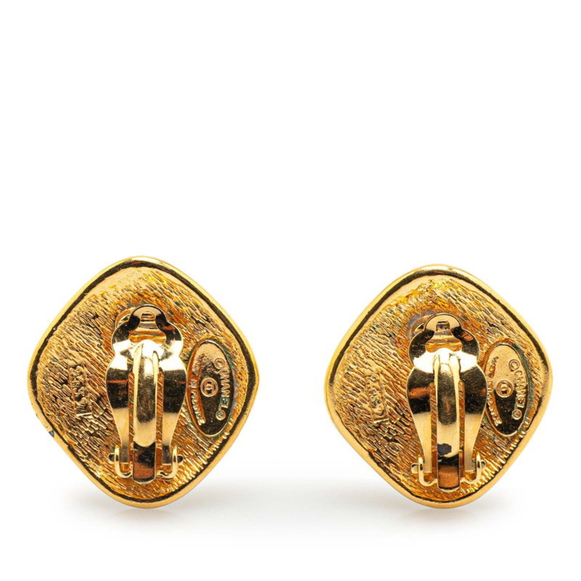 Vintage Clip-On Earrings Clip-On Gold-Tone Metal