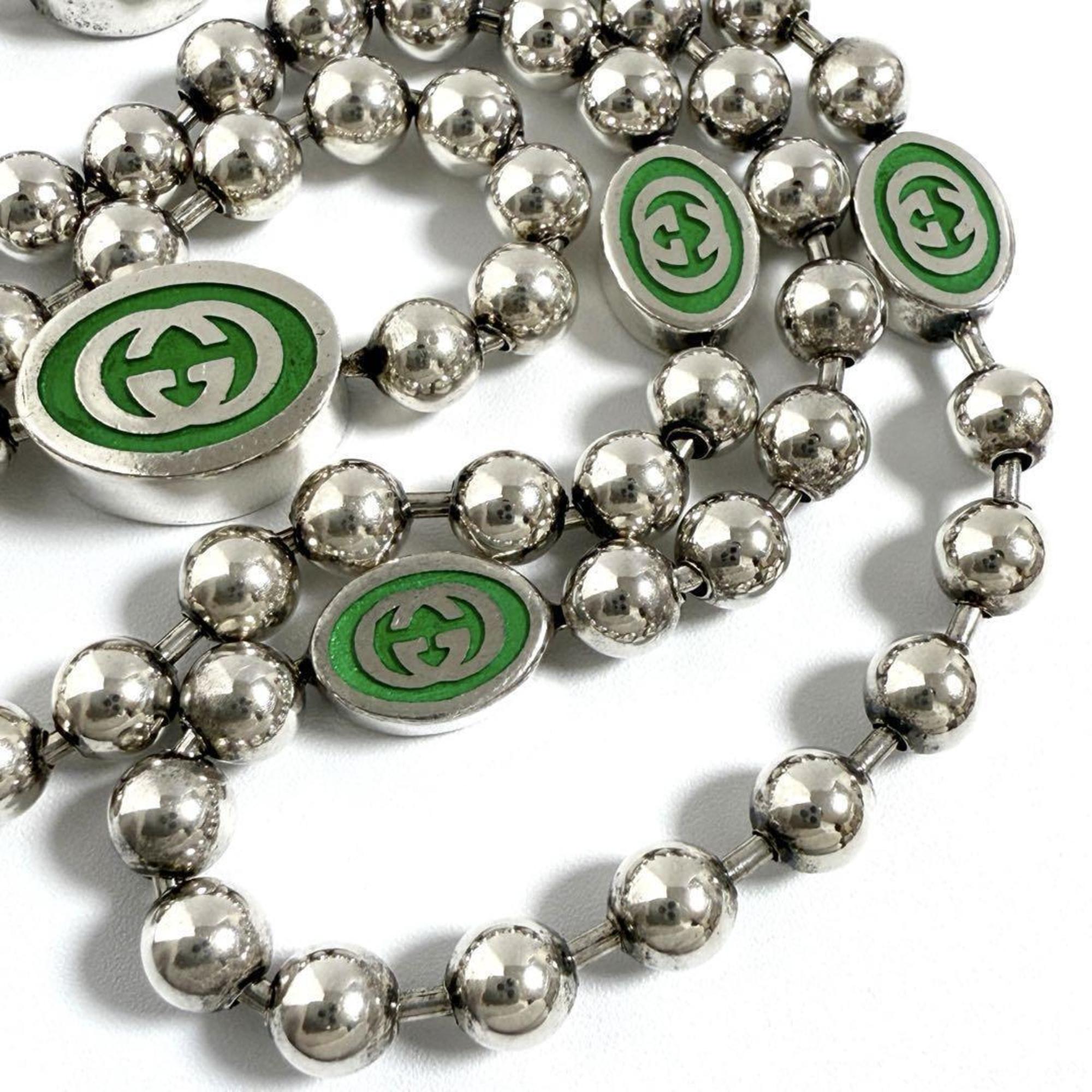 GG Ball Chain Pendant Necklace Sterling Silver