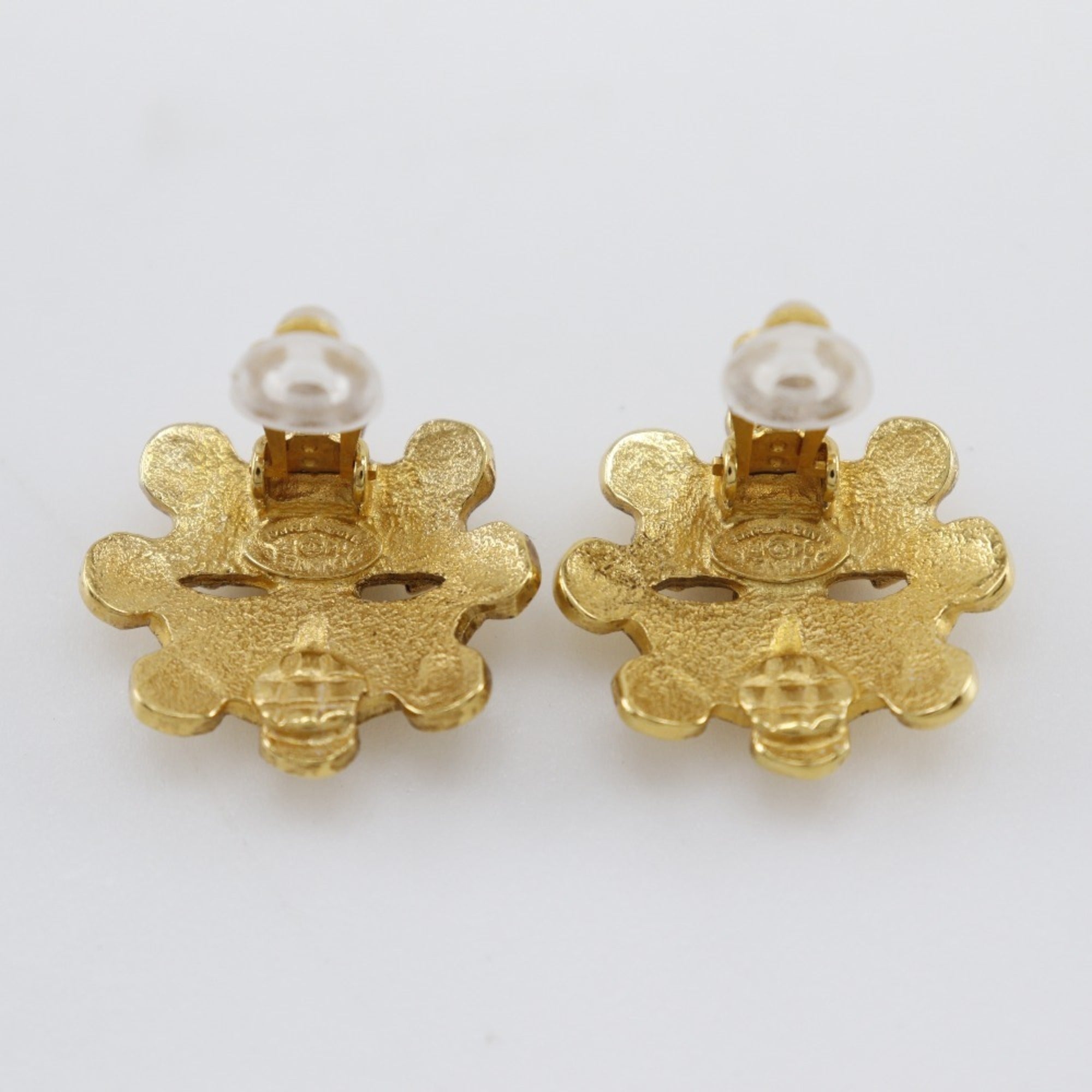 CC Logo Flower Clip-On Earrings Metal