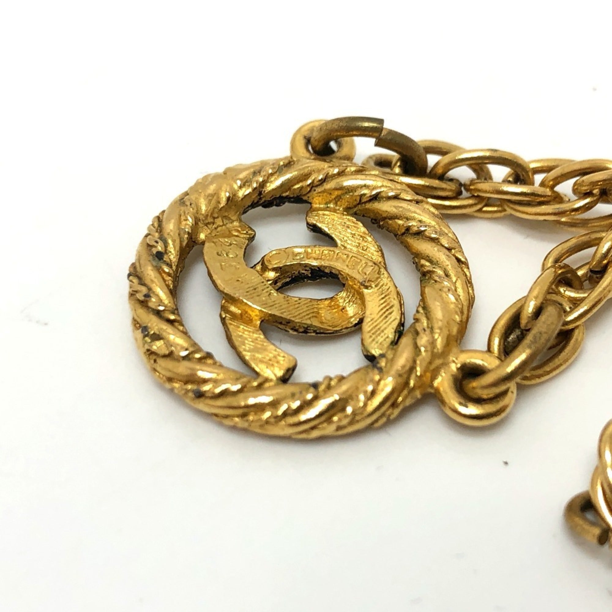 CC Logo Pendant Necklace Gold-Tone Metal
